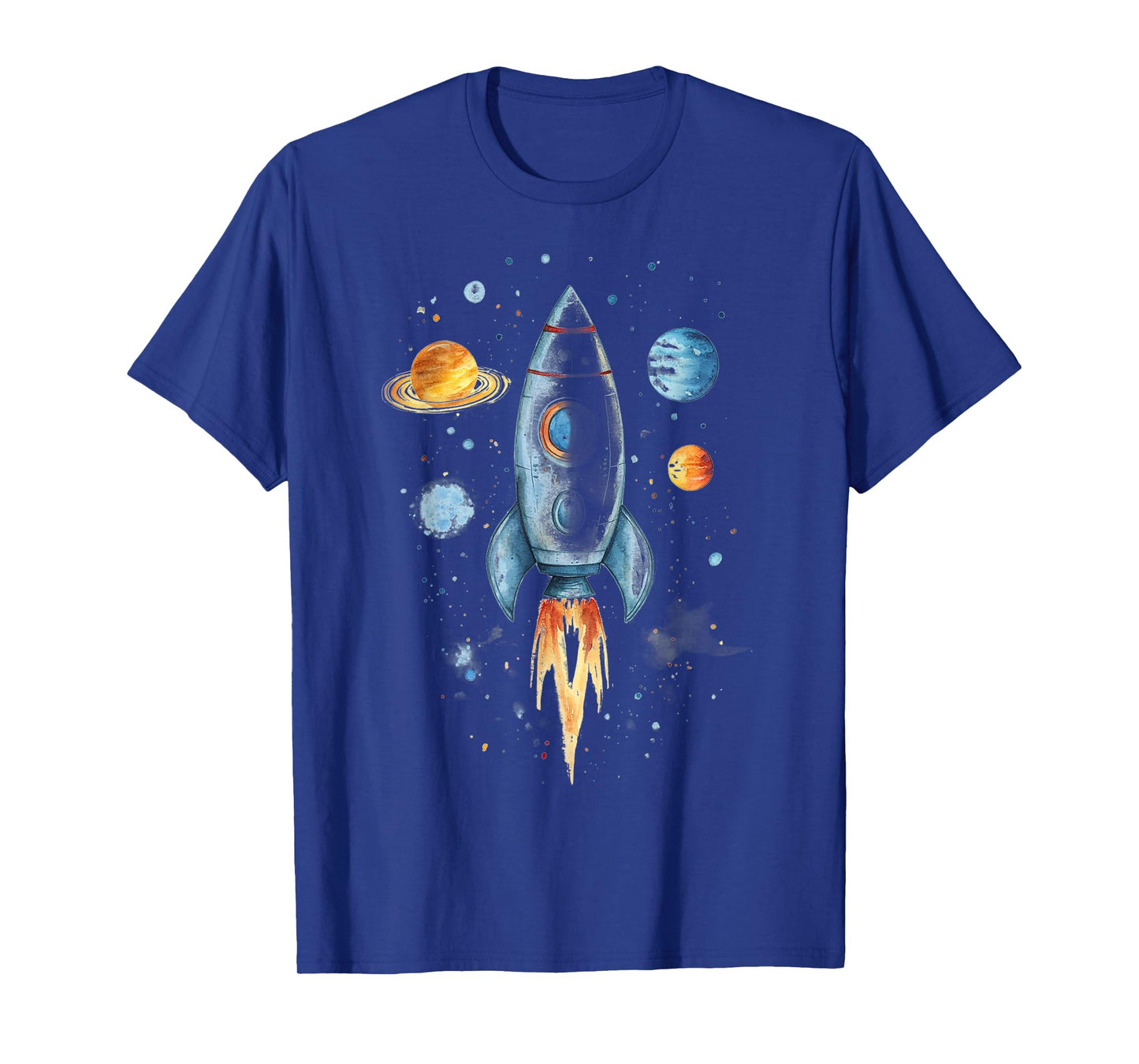 Distressed Rocket Ship And Planets T-Shirt