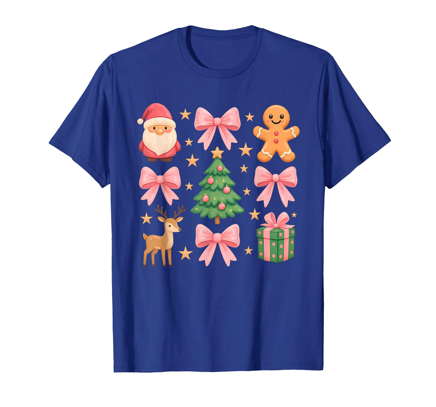 Pink Coquette Bow Christmas Tree Santa Gingerbread Xmas Girl T-Shirt