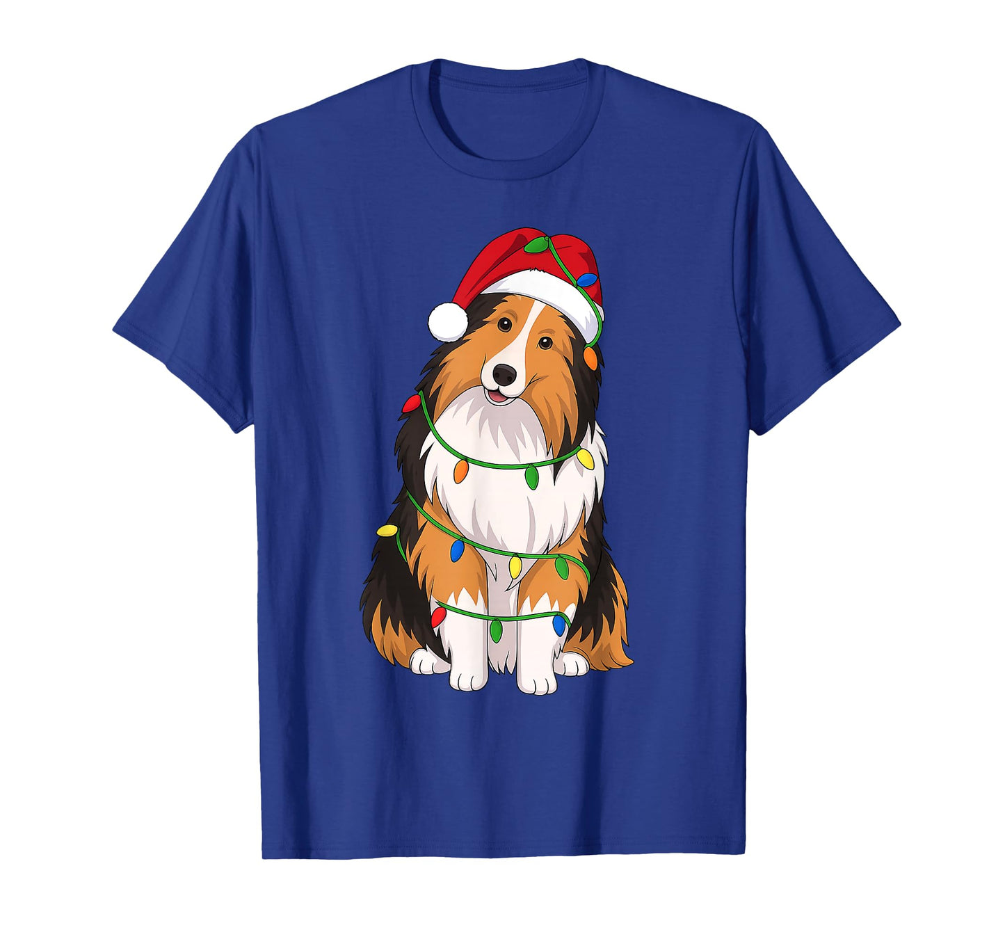 Shetland Sheepdog Christmas Tree Lights Holiday Dog Lover T-Shirt