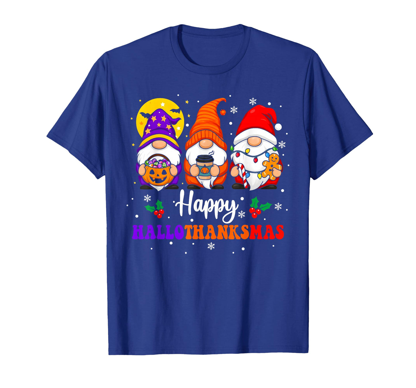 Happy Hallothanksmas Gnomes Lover Halloween Merry Christmas T-Shirt