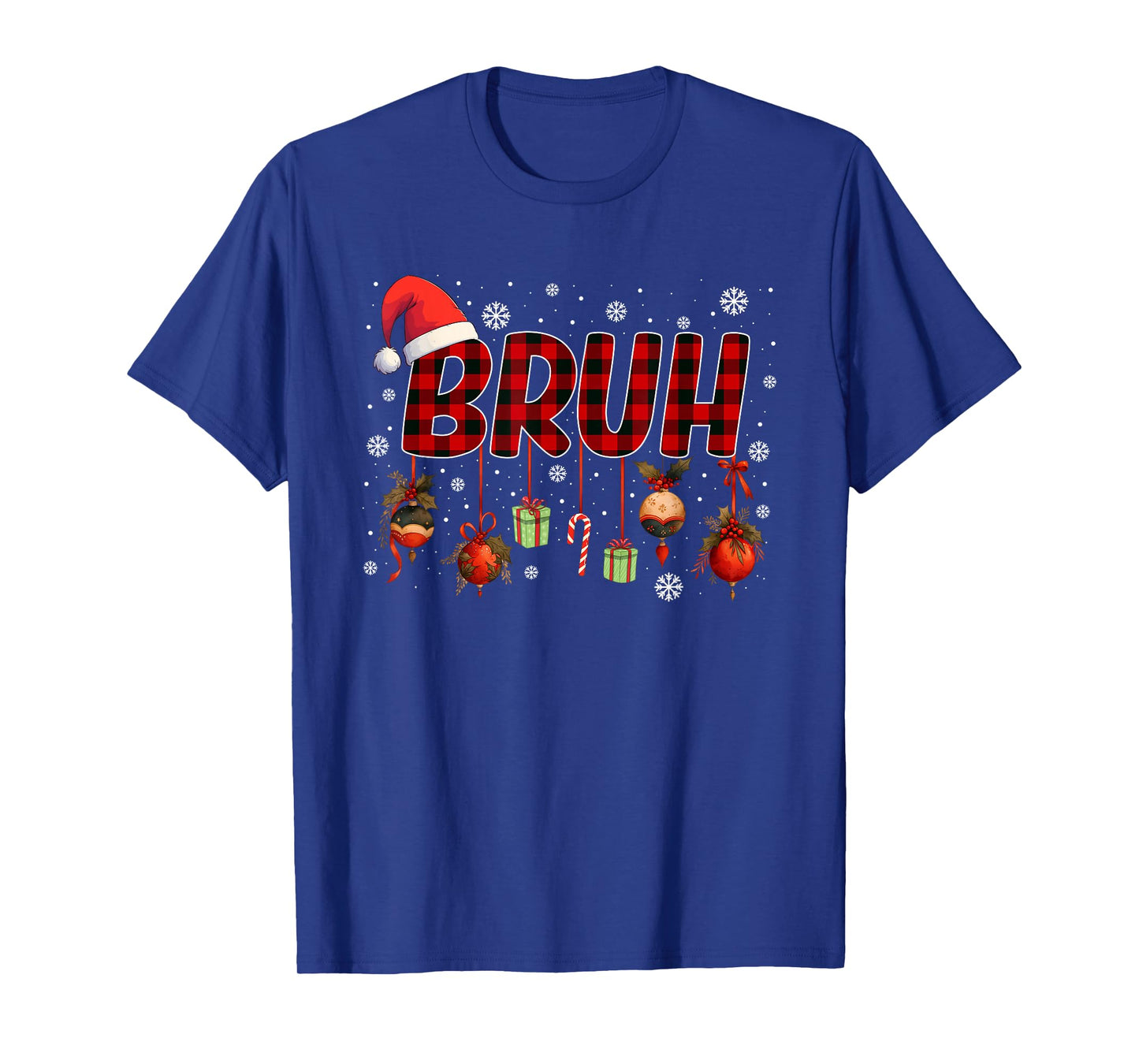 Bruh Funny Christmas Red Plaid Teens Boys Kids Xmas Pajamas T-Shirt