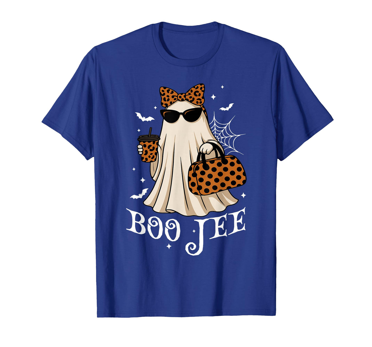 Coquette Leopard Ghost Coffee Boo-JEE Halloween Boujee Ghost T-Shirt