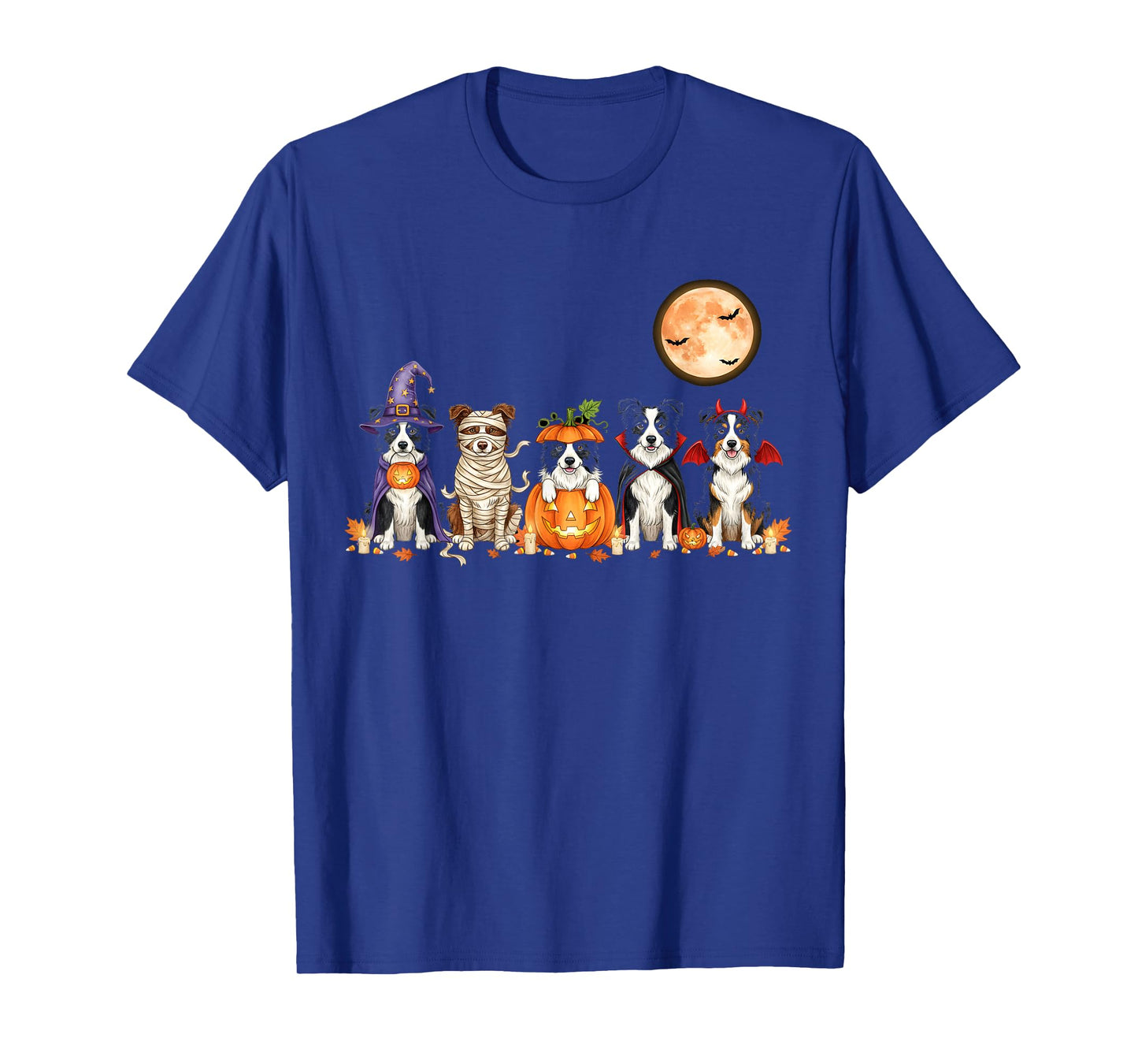 Spooky Border Collie Dog Ghost Witch Mummy Halloween Costume T-Shirt