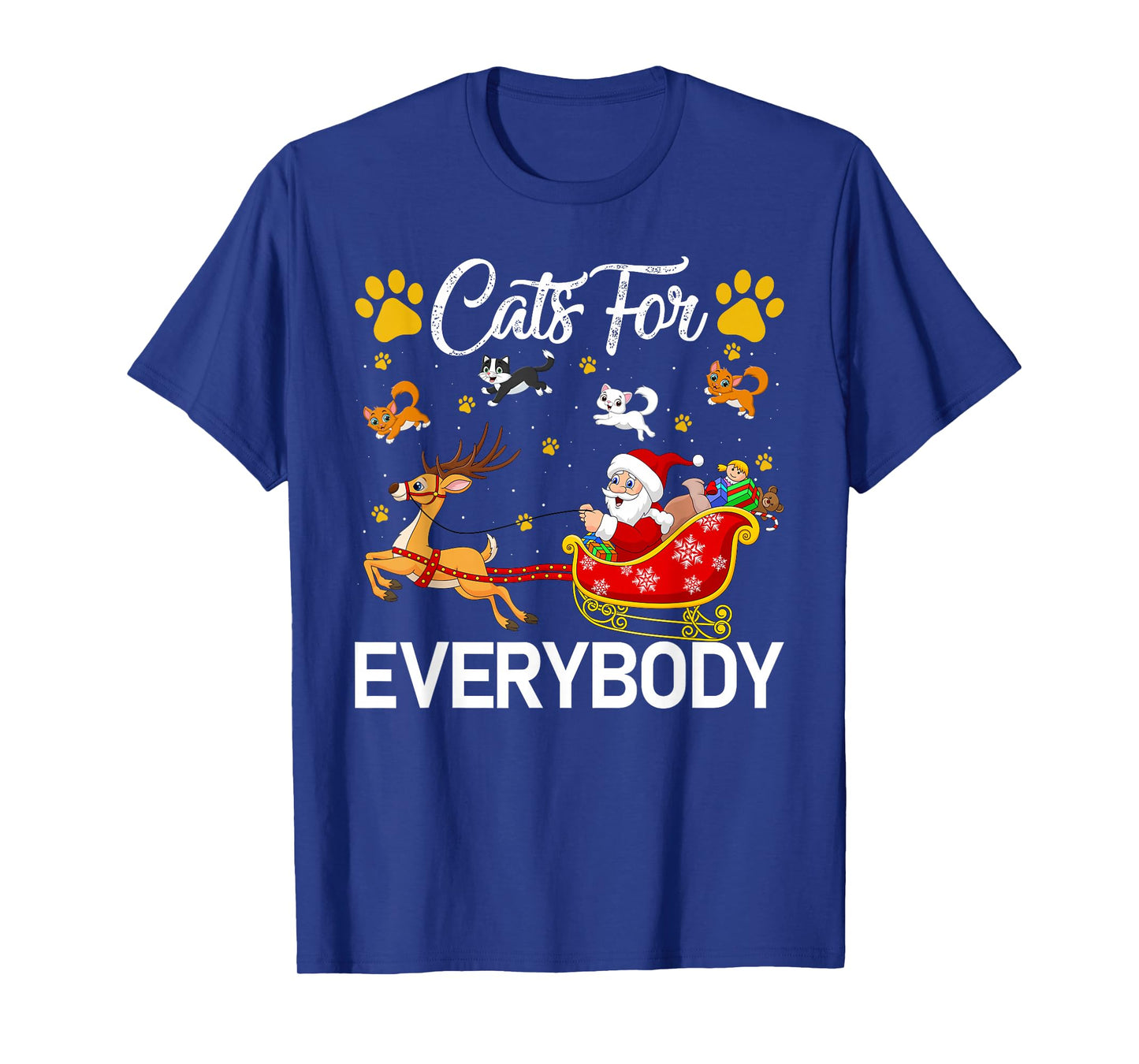 Cats for Everybody Christmas Pajamas Santa Sleigh Cat Xmas T-Shirt