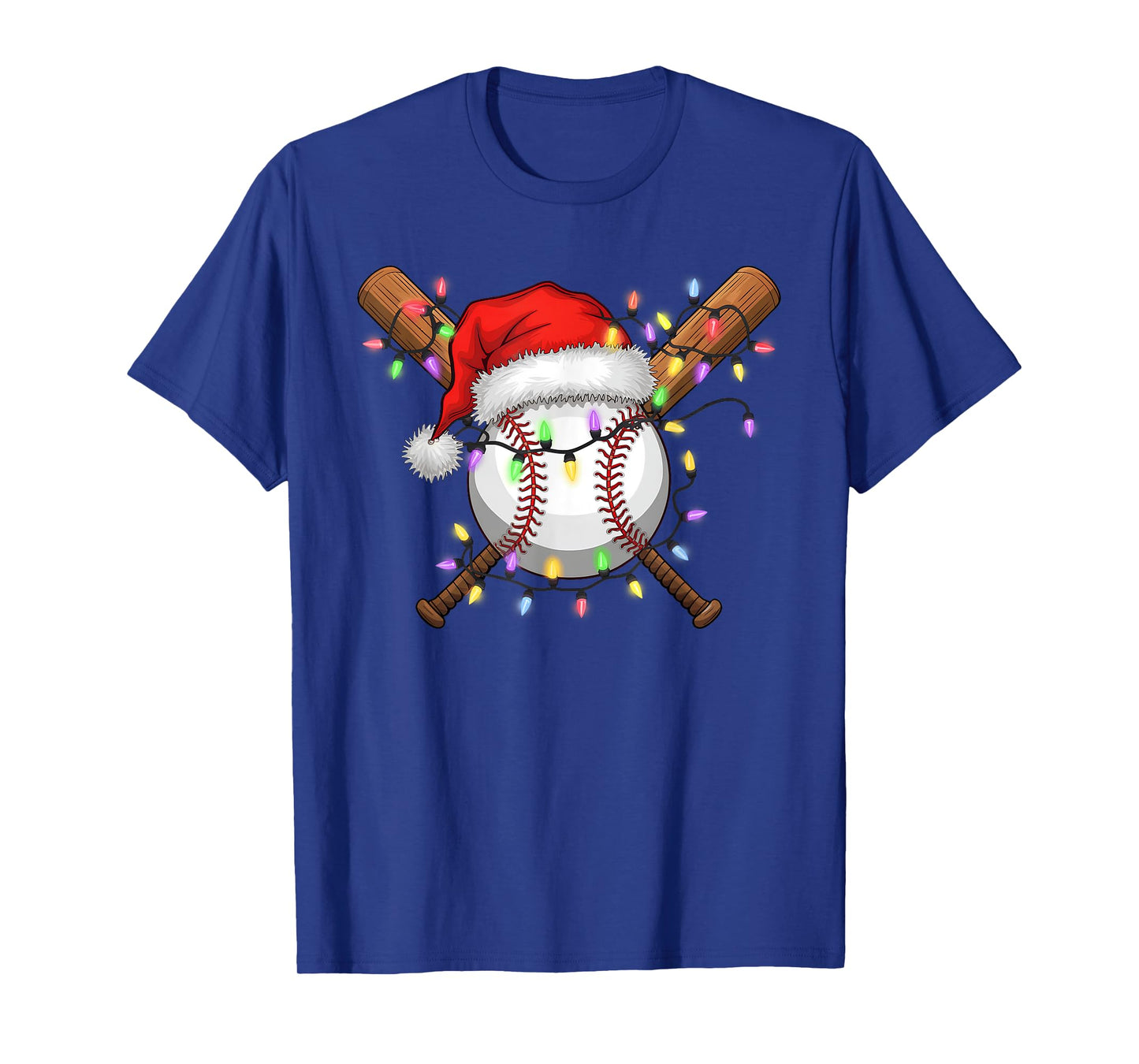 Christmas Baseball Player Santa Hat Sports Men Boys T-Shirt