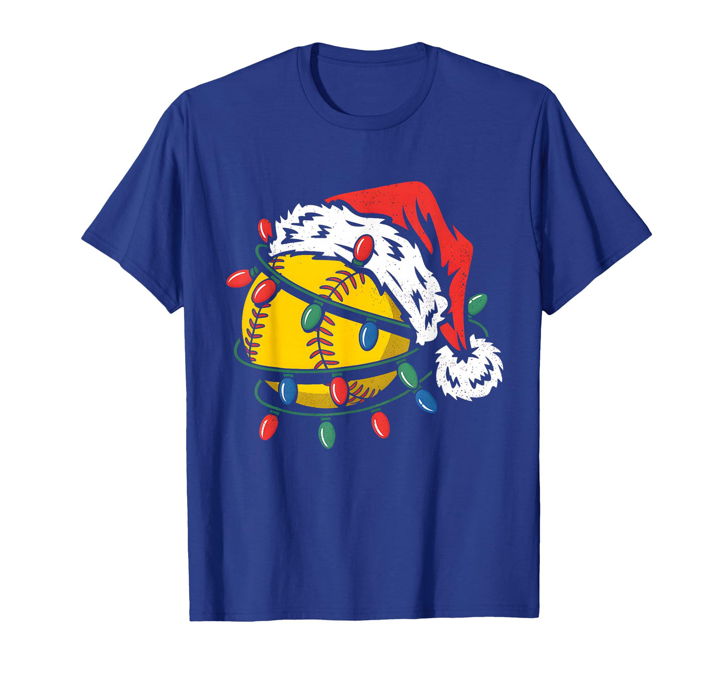 Softball Ball Santa Hat Xmas Funny Christmas Softball Lover T-Shirt