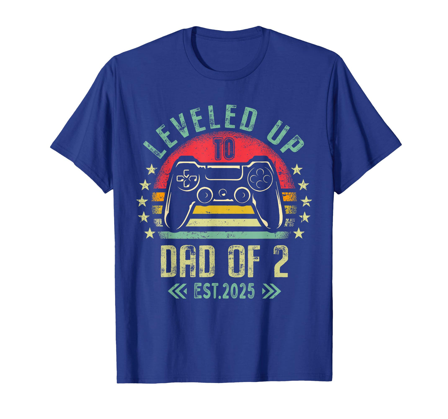 I Leveled Up To Dad of 2 2025 Promoted To Dad Of Two Kids T-Shirt