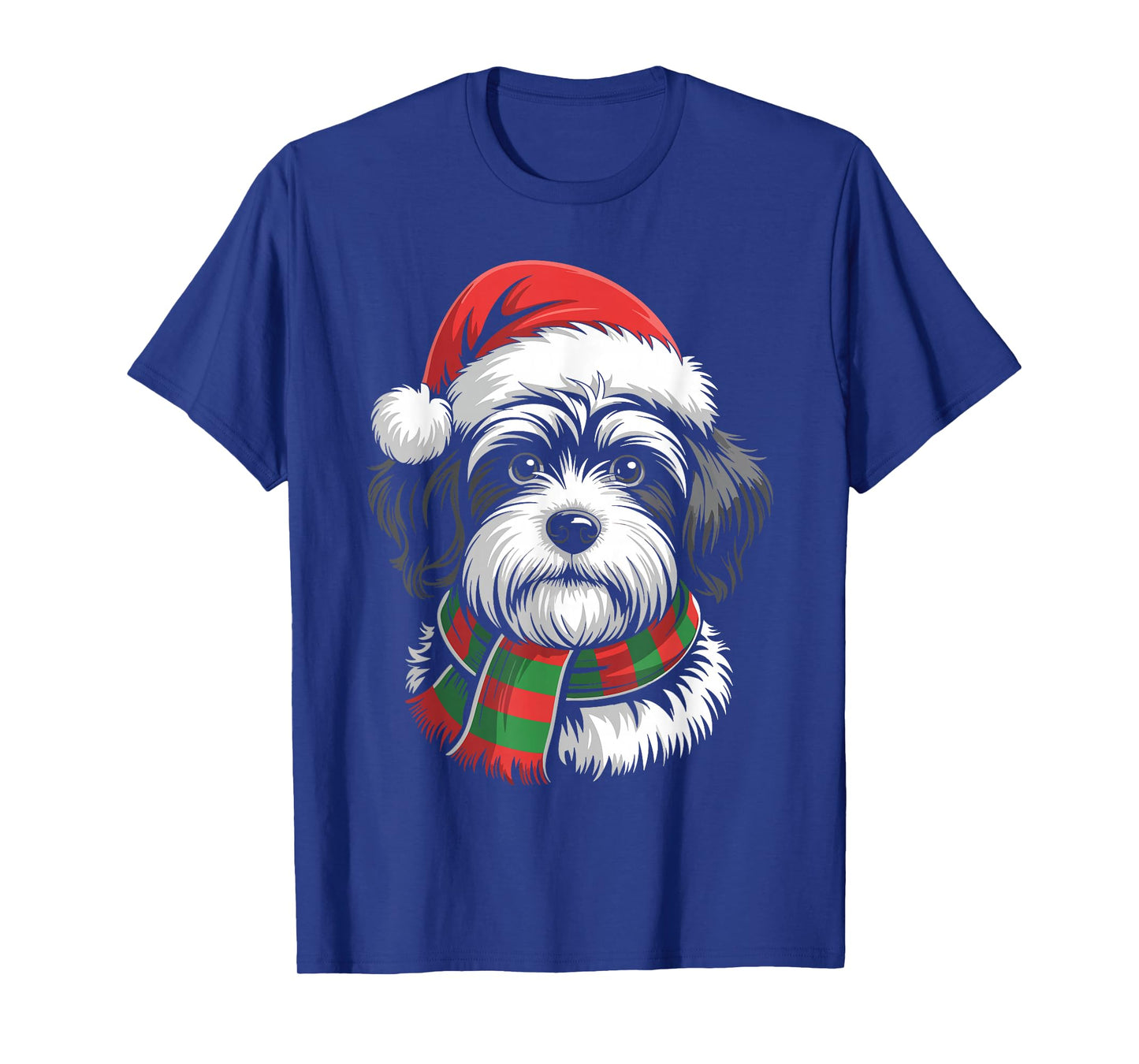 Havanese Dog Xmas Santa Hat Scarf Christmas Costume T-Shirt