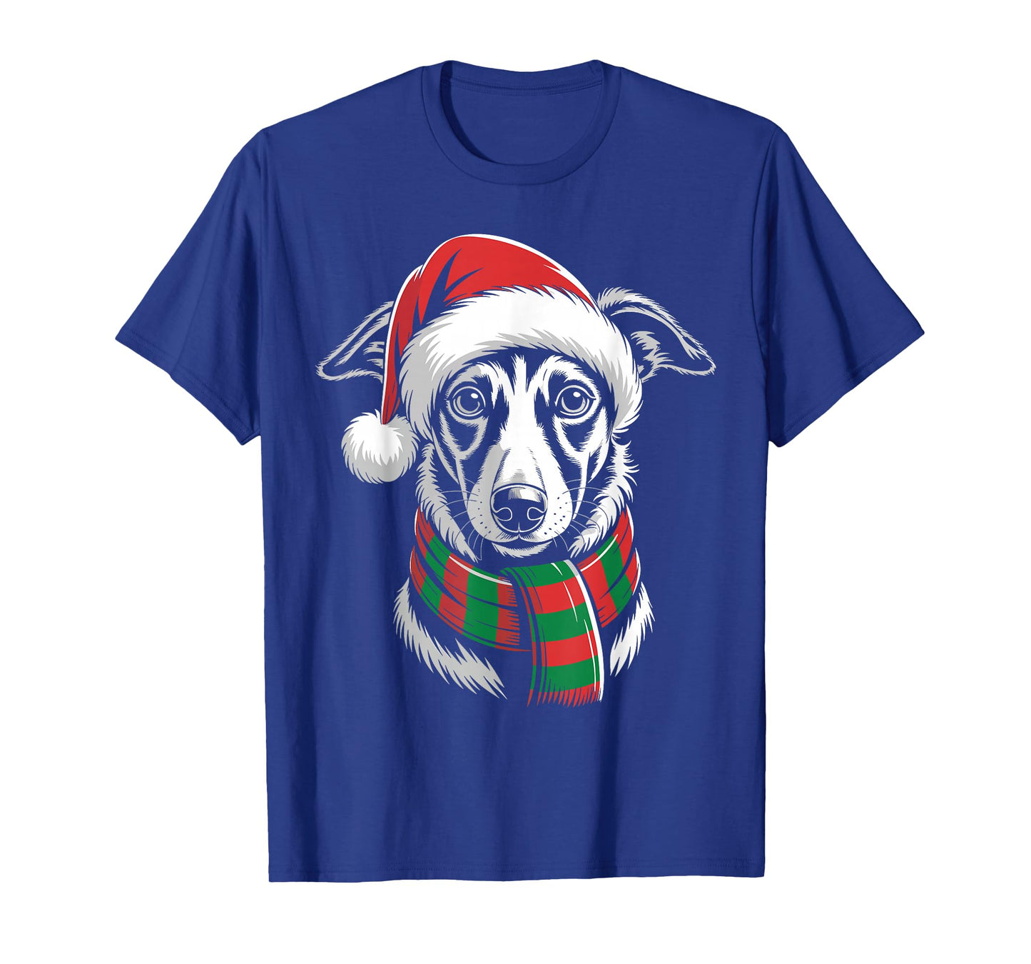 Whippet Dog Xmas Santa Hat Scarf Christmas Costume T-Shirt