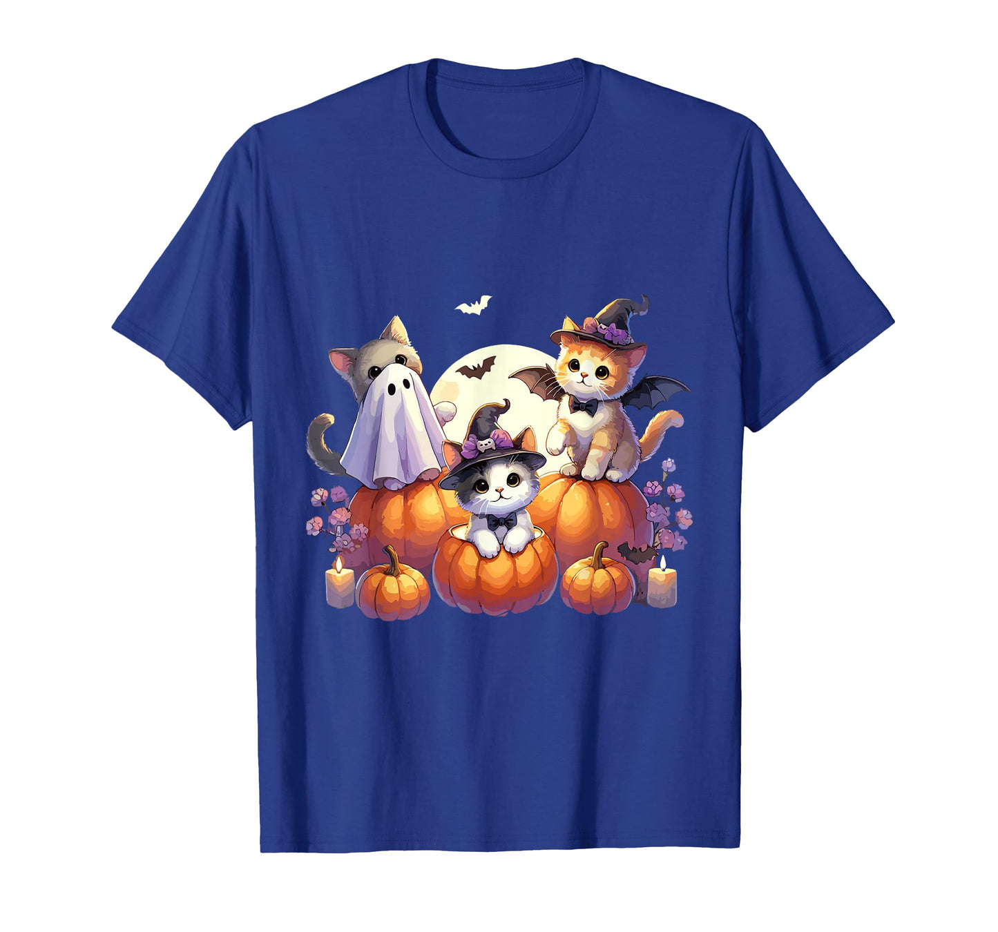 Cute Halloween Cat Kawaii Ghost Witch Kitten Pumpkin T-Shirt