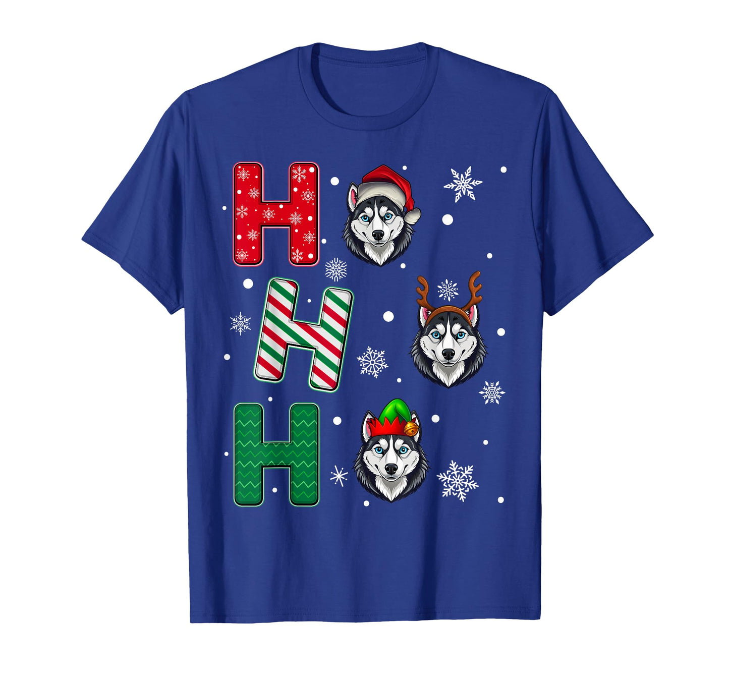 Ho Ho Ho Husky Dog Lover Matching Christmas Santa Elf Xmas T-Shirt