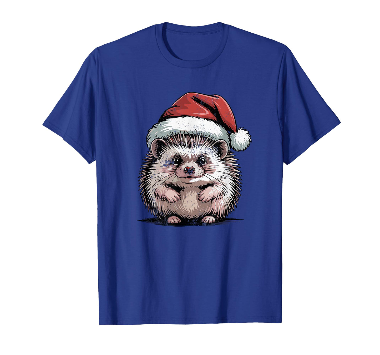 Hedgehog Santa Hat Christmas Vintage Animal Lovers Holiday T-Shirt
