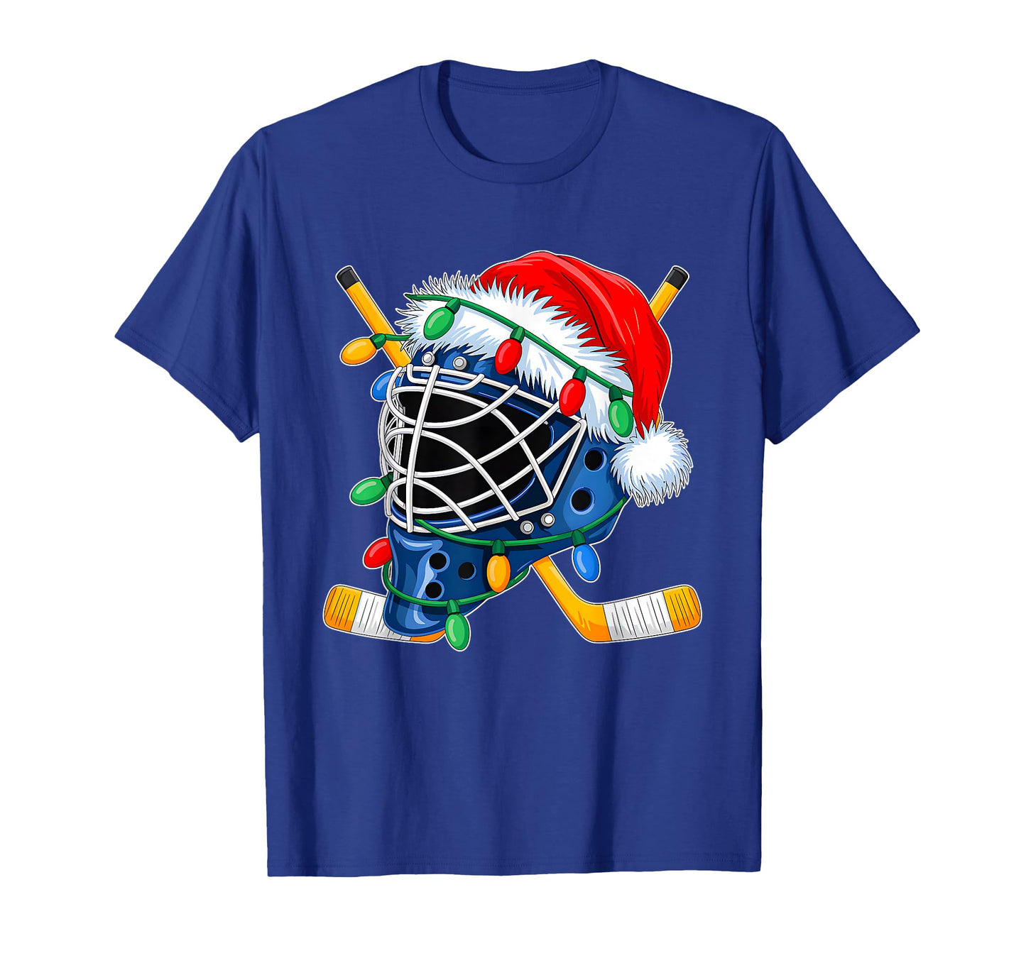 Christmas Ice Hockey Helmet Santa Xmas Men Boys Kids Teen T-Shirt