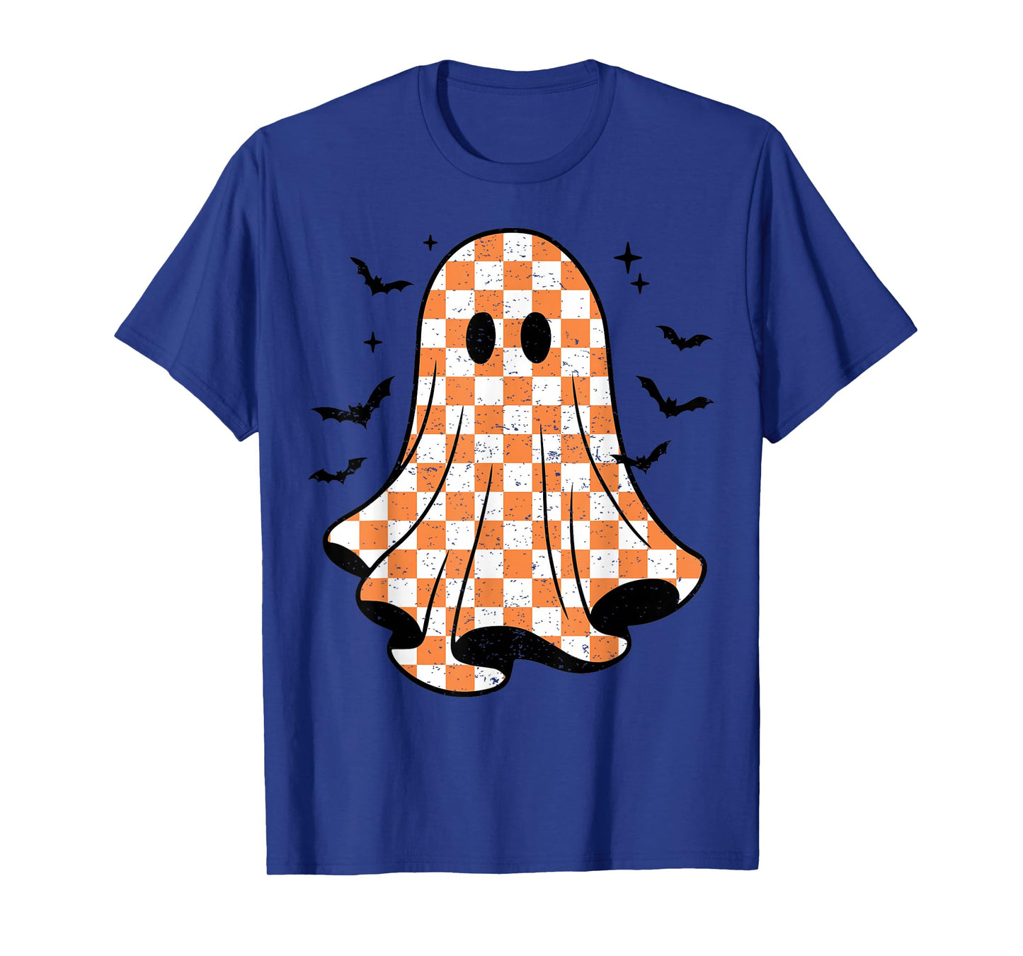Vintage Checkered Ghost Checker Board Distressed Halloween T-Shirt