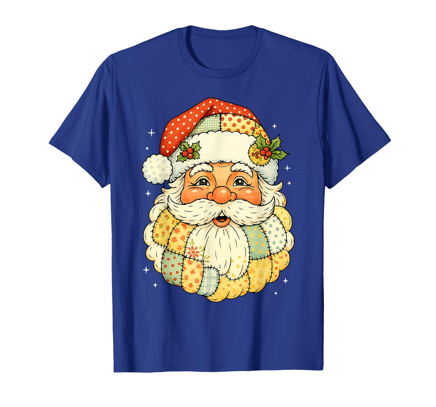 Retro Patchwork Santa Vintage Christmas Holiday T-Shirt