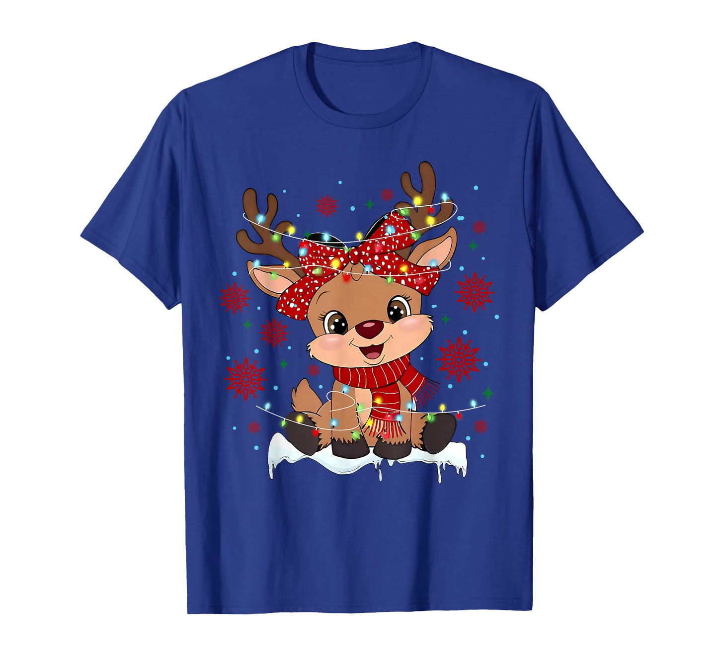 Reindeer Rudolph Merry Christmas Snowflake Pajamas Holiday T-Shirt