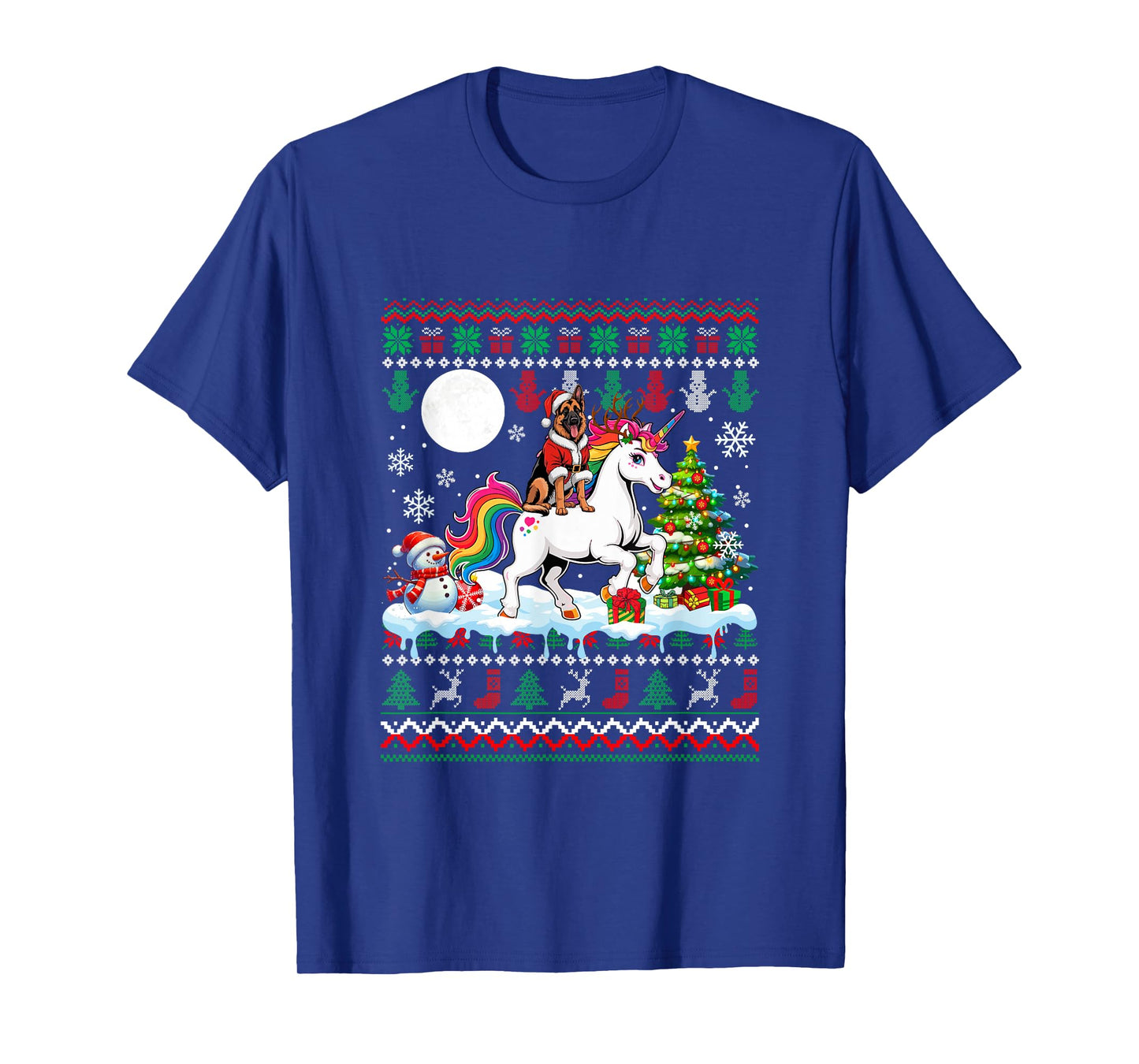 Santa German Shepherd Riding Unicorn Sweater Christmas Owner T-Shirt