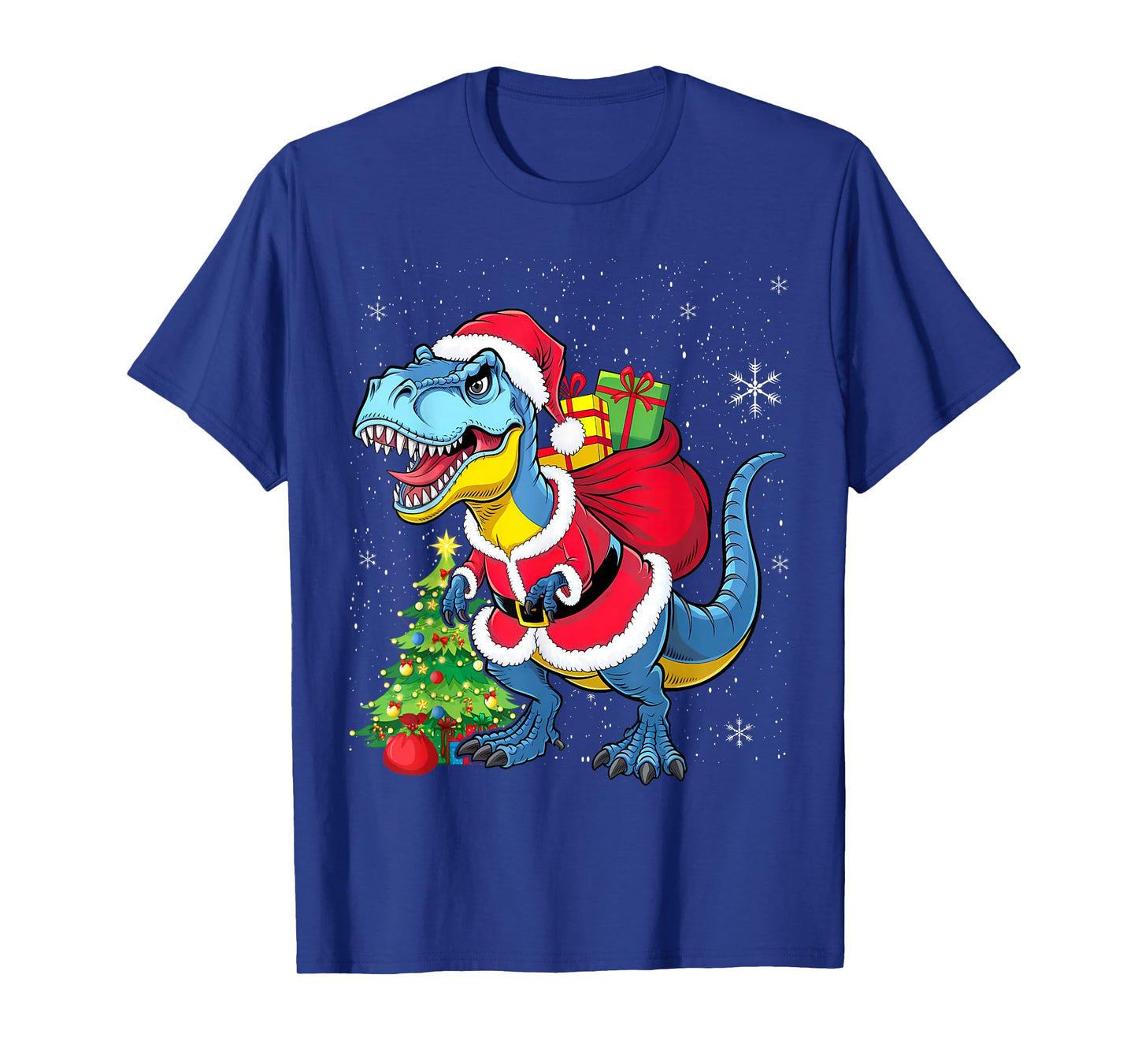Dinosaur Christmas Santa Claus T-rex Boys Men Funny Xmas T-Shirt