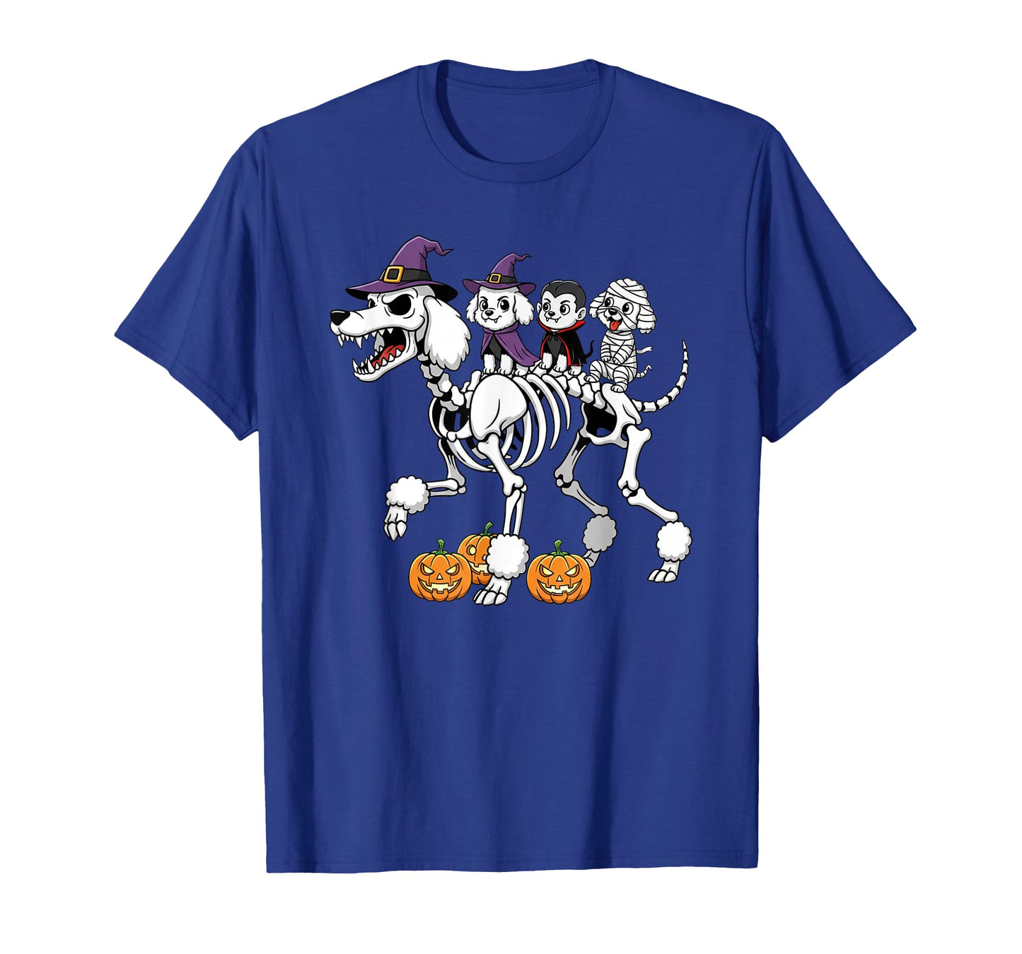 Funny Poodle Skeleton Mummy Witch Halloween Kids Mens Womens T-Shirt