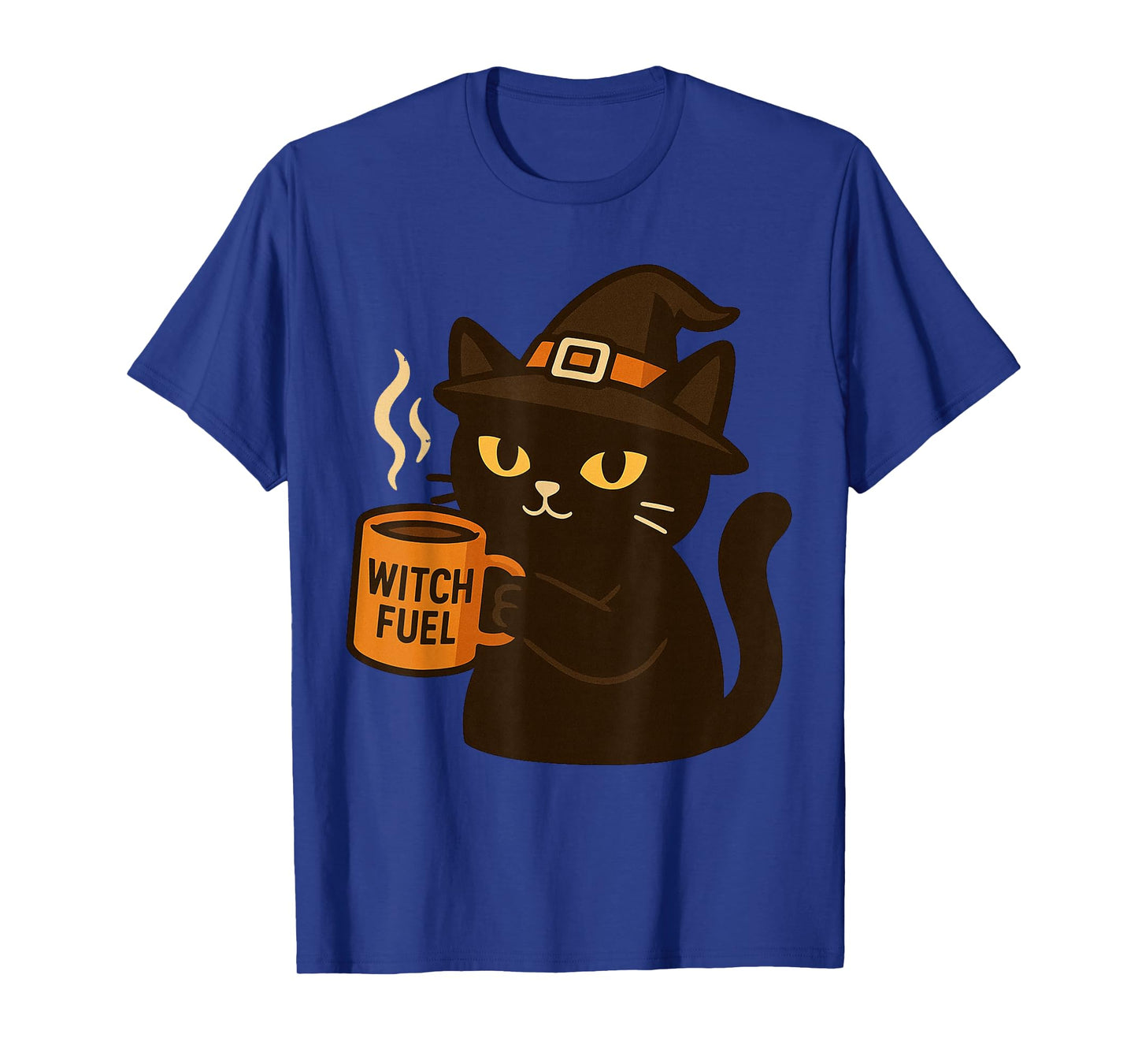 Black Halloween Cat Drinking Coffee Funny Witch Fuel T-Shirt
