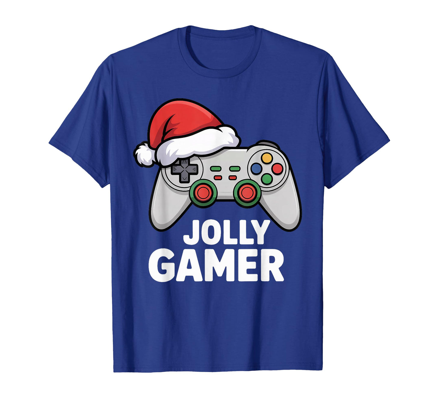 Jolly Gamer Controller with Santa Hat Christmas Video Game T-Shirt