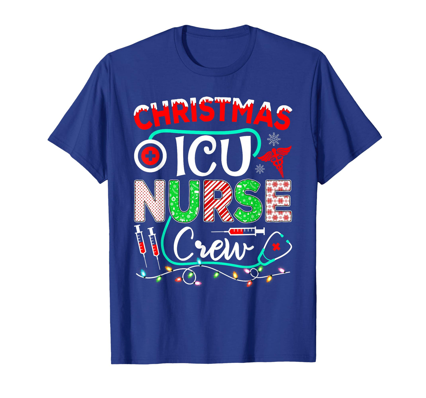 Christmas ICU Nurse Crew Funny Nursing Christmas Pajamas T-Shirt