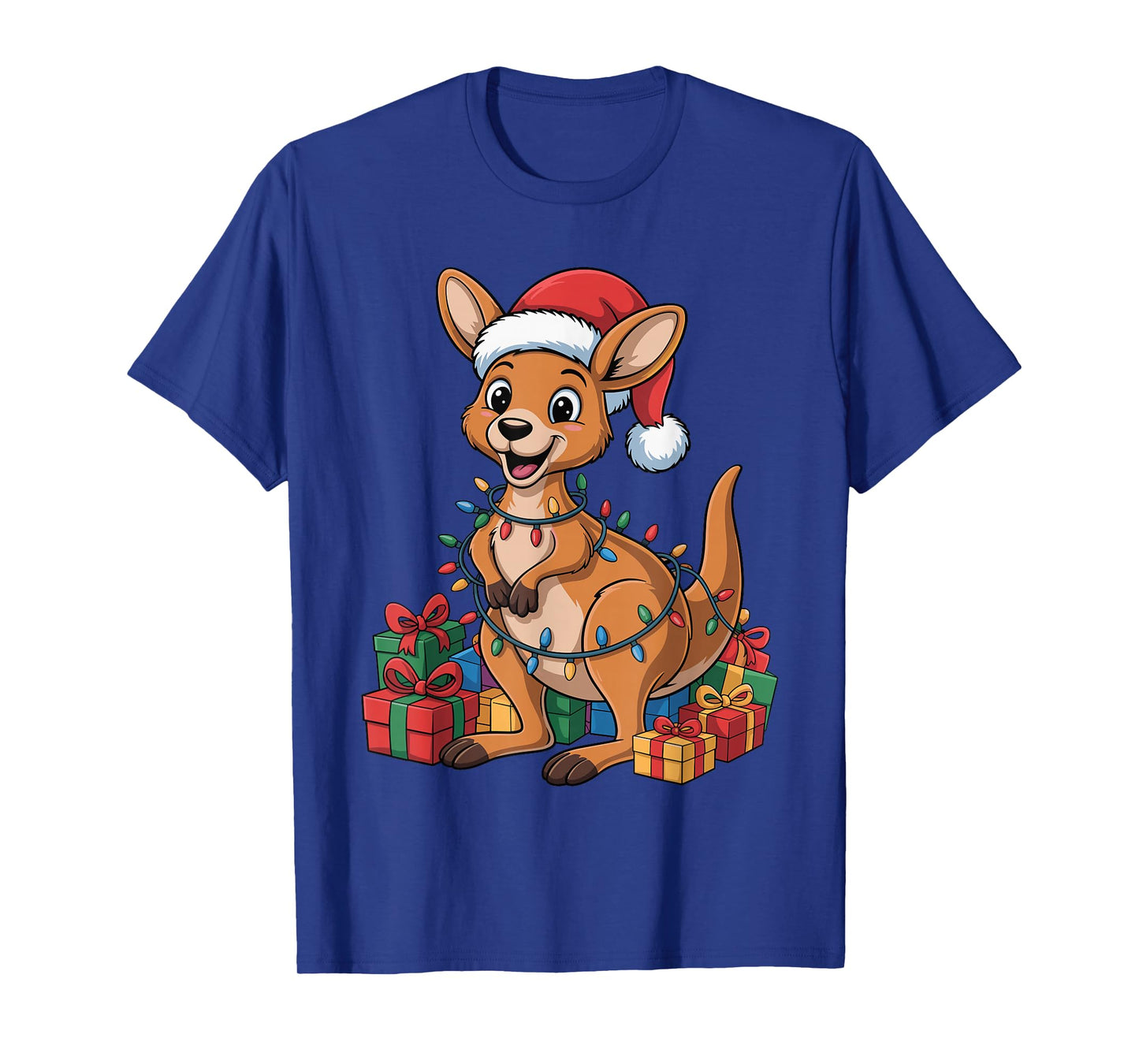 Kangaroo Santa Hat Christmas Design Funny Wild Animal Lovers T-Shirt