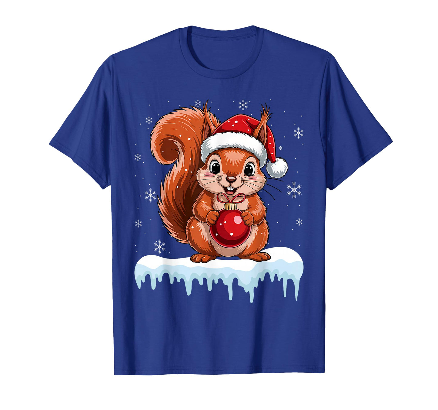 Funny Squirrel Christmas Santa Hat Animal Kids Xmas T-Shirt