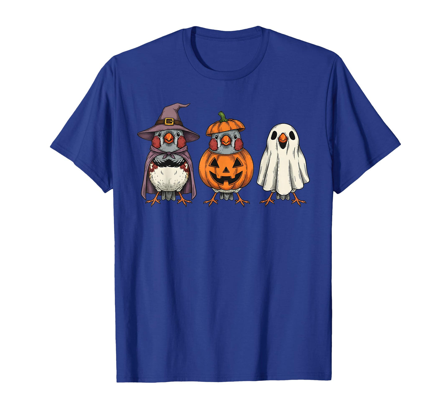 Spooky Ghost Zebra Finch Lover Pumpkin Halloween T-Shirt
