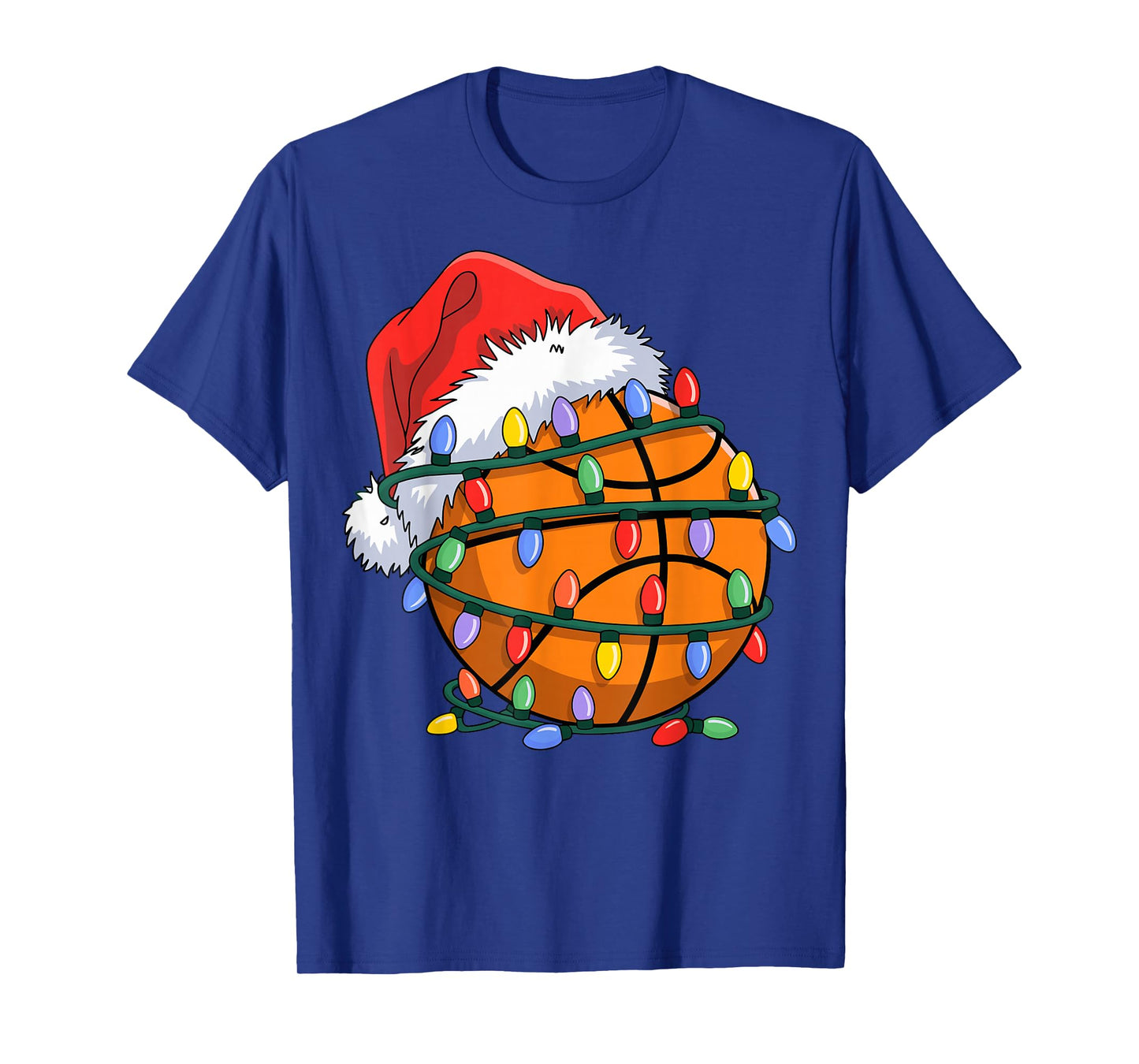Basketball Santa Lights Men Kids Xmas Basketball Christmas T-Shirt