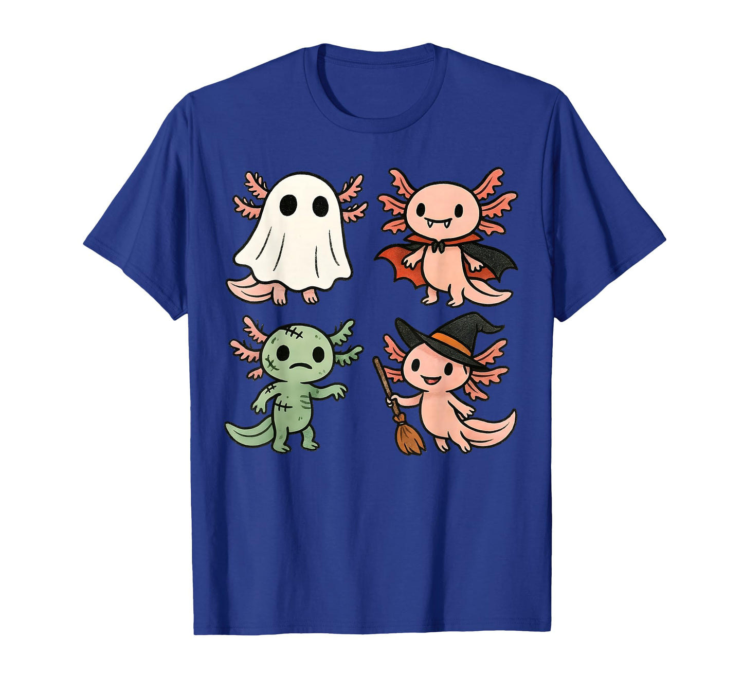 Axolotl Spooky Witch Boo Zombie Cute Halloween Boys Girls T-Shirt