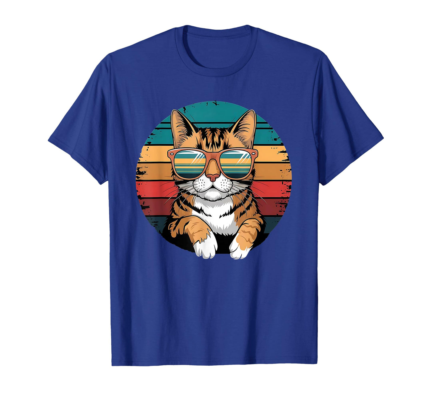 Vintage Style Orange Tabby Cat Friendly Wearing Sunglasses. T-Shirt for Men Women Kids
