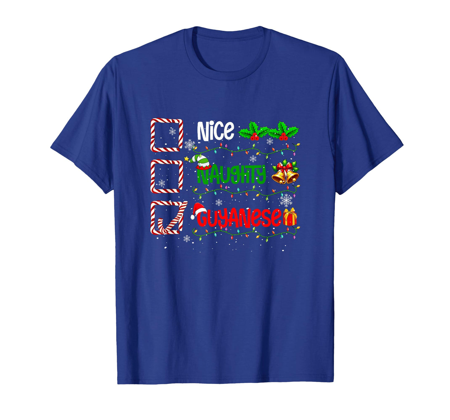Nice Naughty Guyanese Christmas Colorful Costume Family T-Shirt