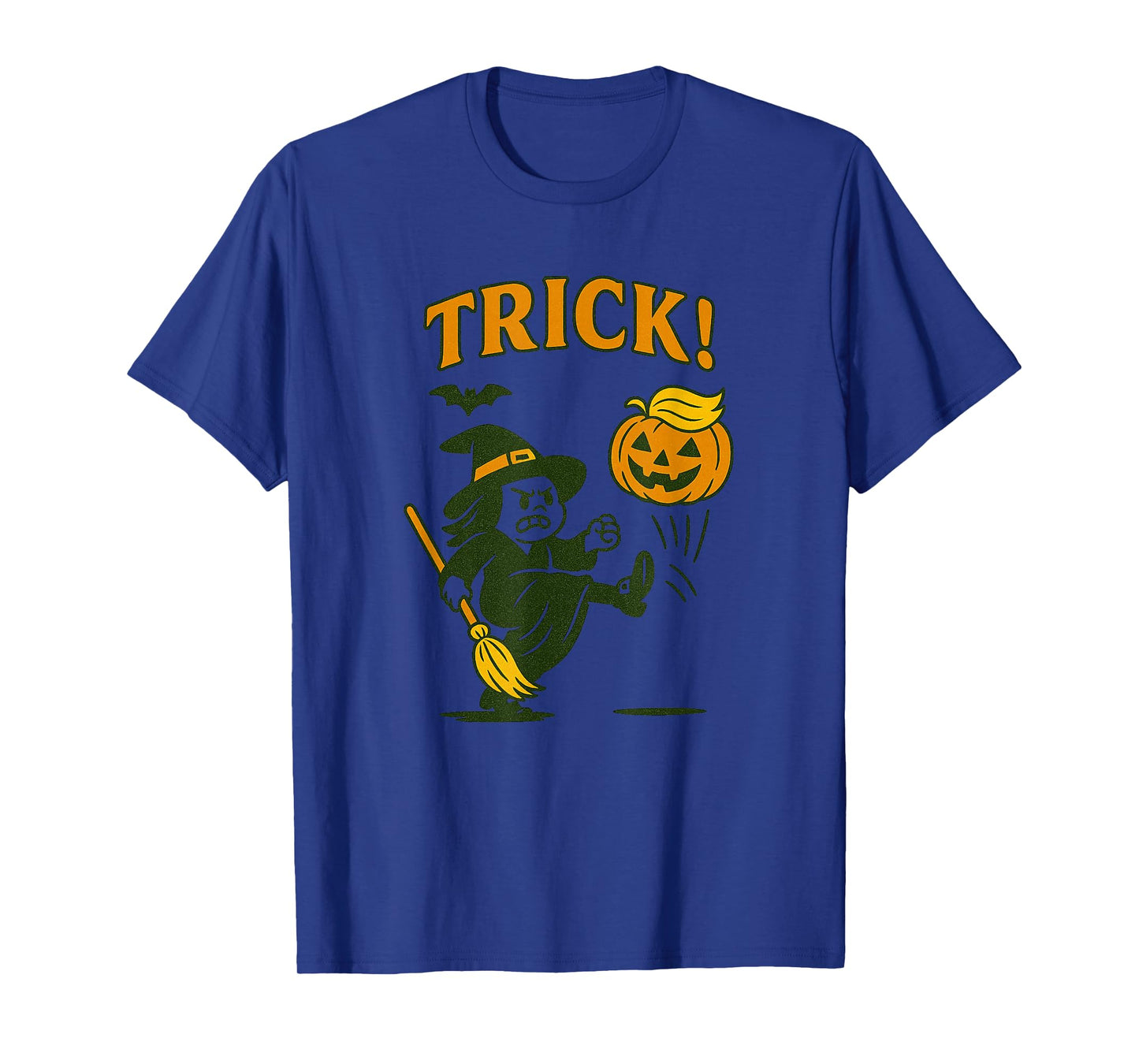 Angry Witch Kicking Pumpkin Trick Halloween Trump Pumpkin T-Shirt