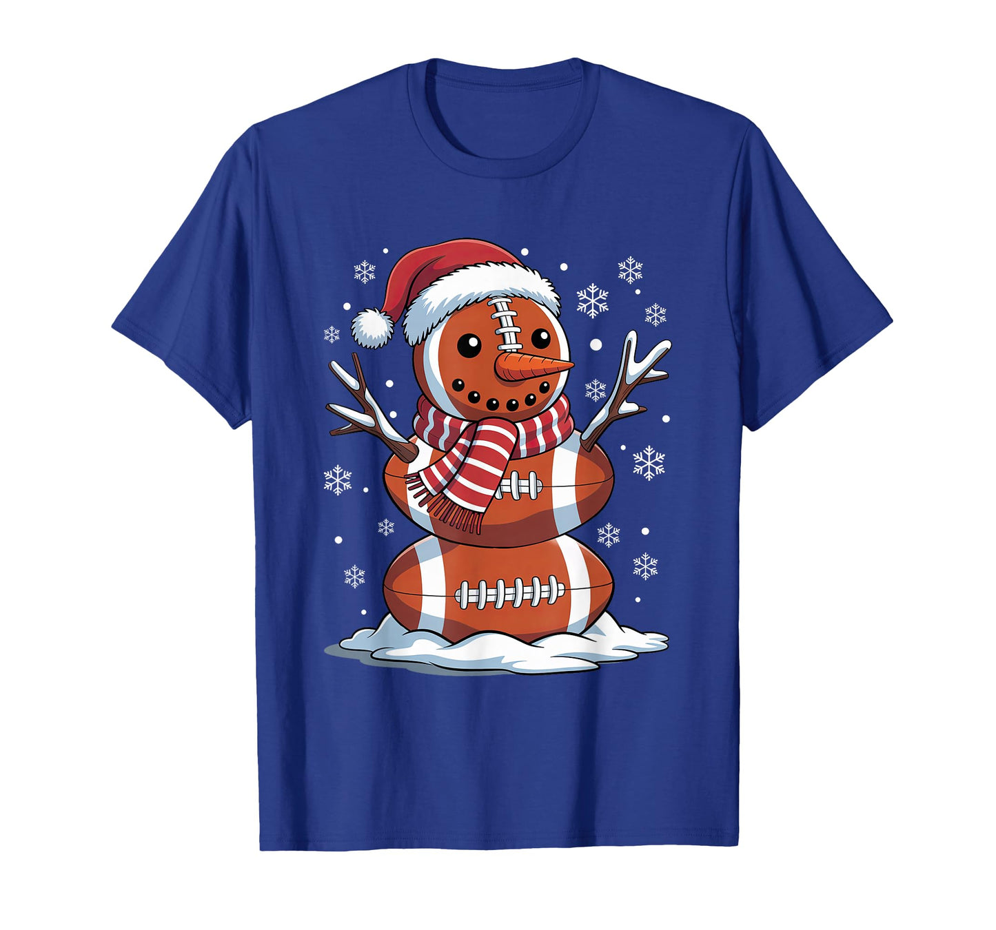Cute Football Snowman Rugby Christmas Pajamas Women Men Kids T-Shirt