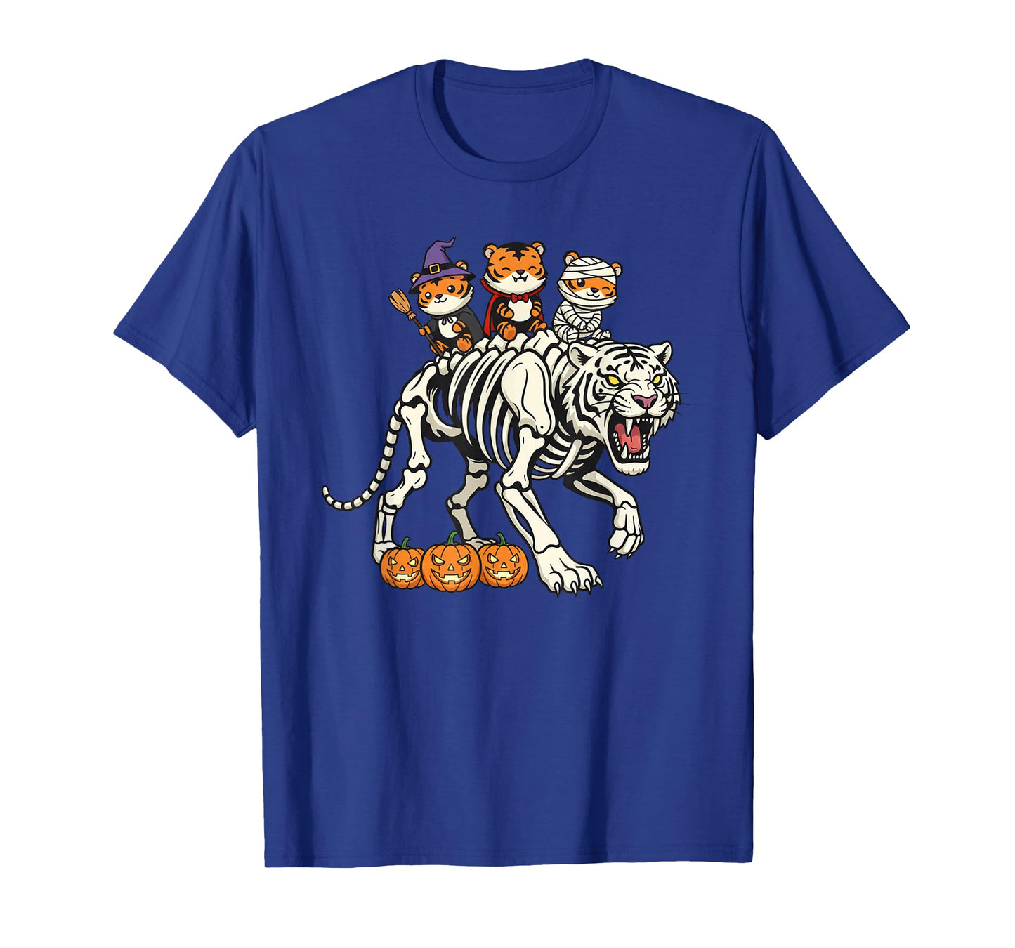 Funny Tiger Skeleton Mummy Witch Halloween Kids Mens Womens T-Shirt