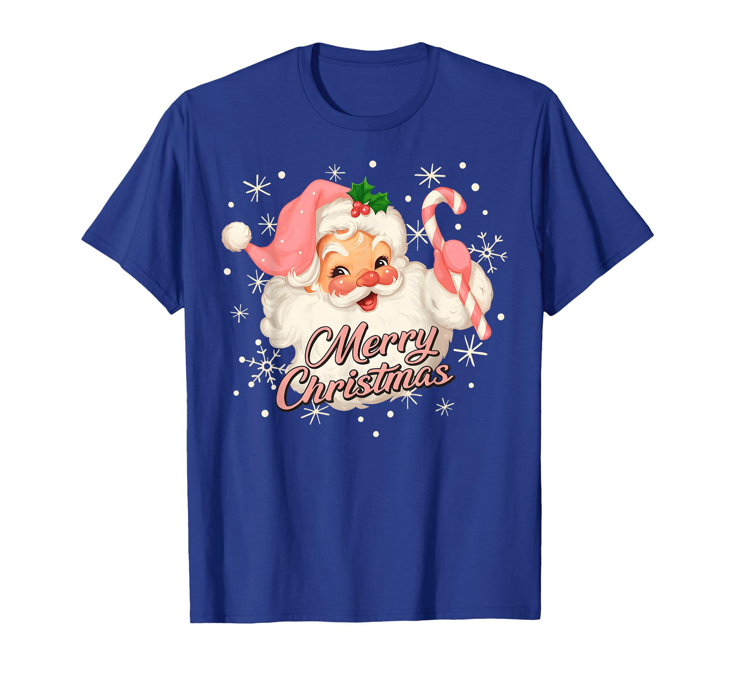 Vintage Pink Christmas Santa Claus Face Old Fashioned T-Shirt