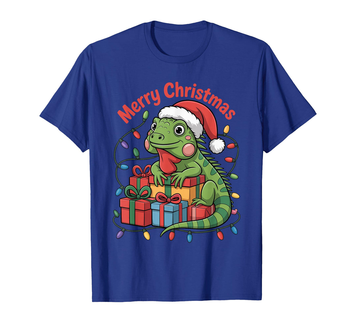 Iguana Santa Hat Christmas Design Funny Animal Lover Holiday T-Shirt