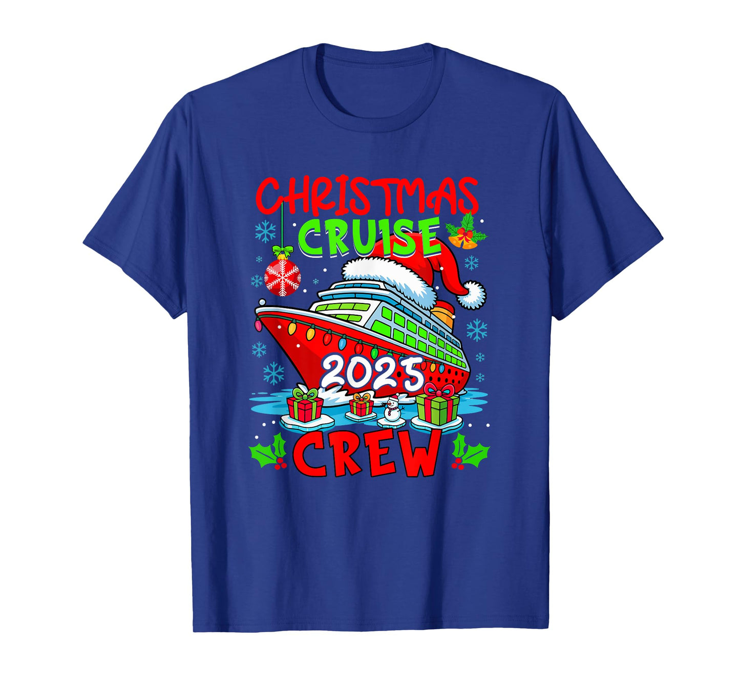 Cruise Crew 2025 Christmas Santa Cruise Ship Colorful Lights T-Shirt