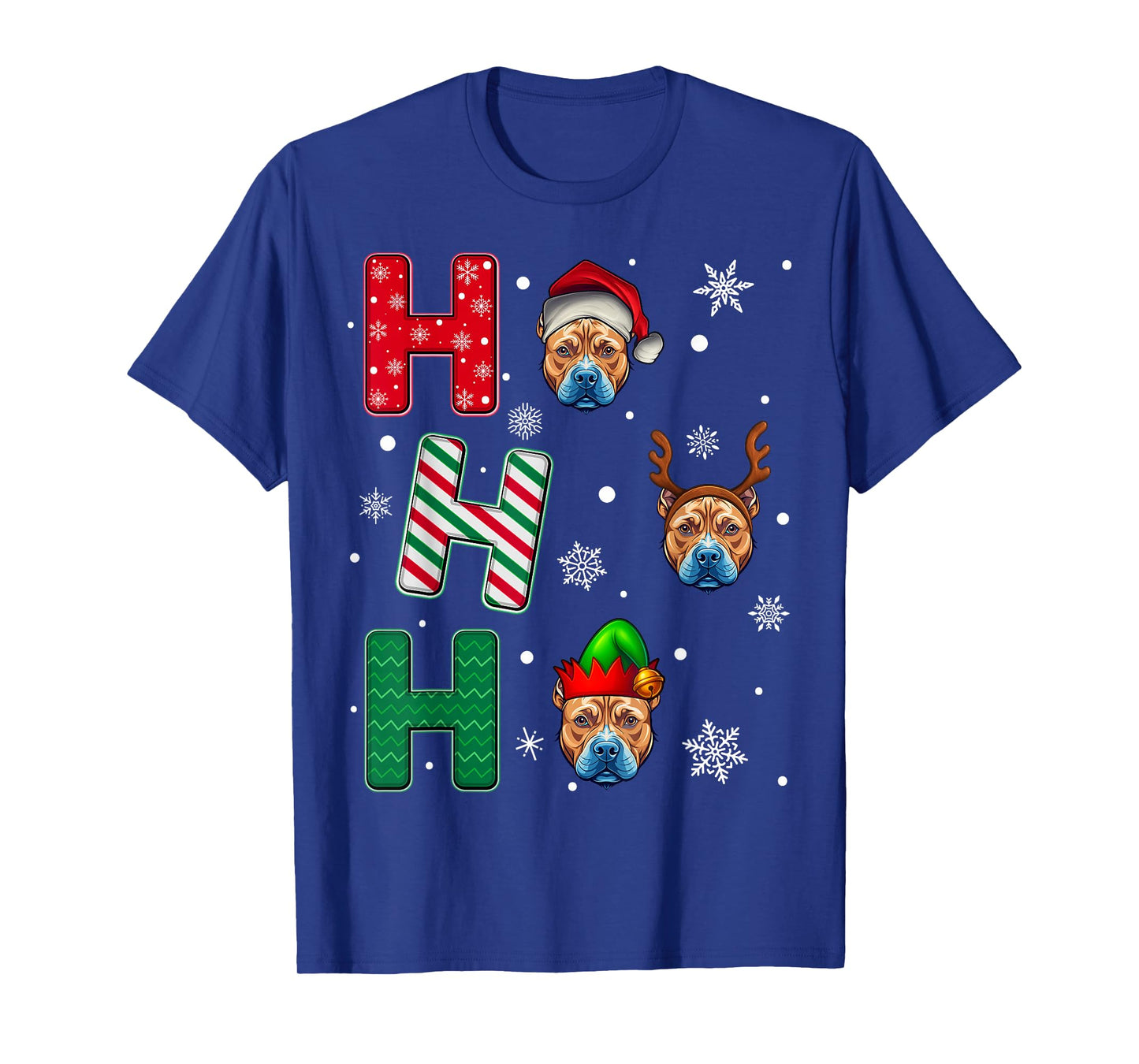 Ho Ho Ho Pitbull Terrier Dog Lover Christmas Santa Elf Xmas T-Shirt