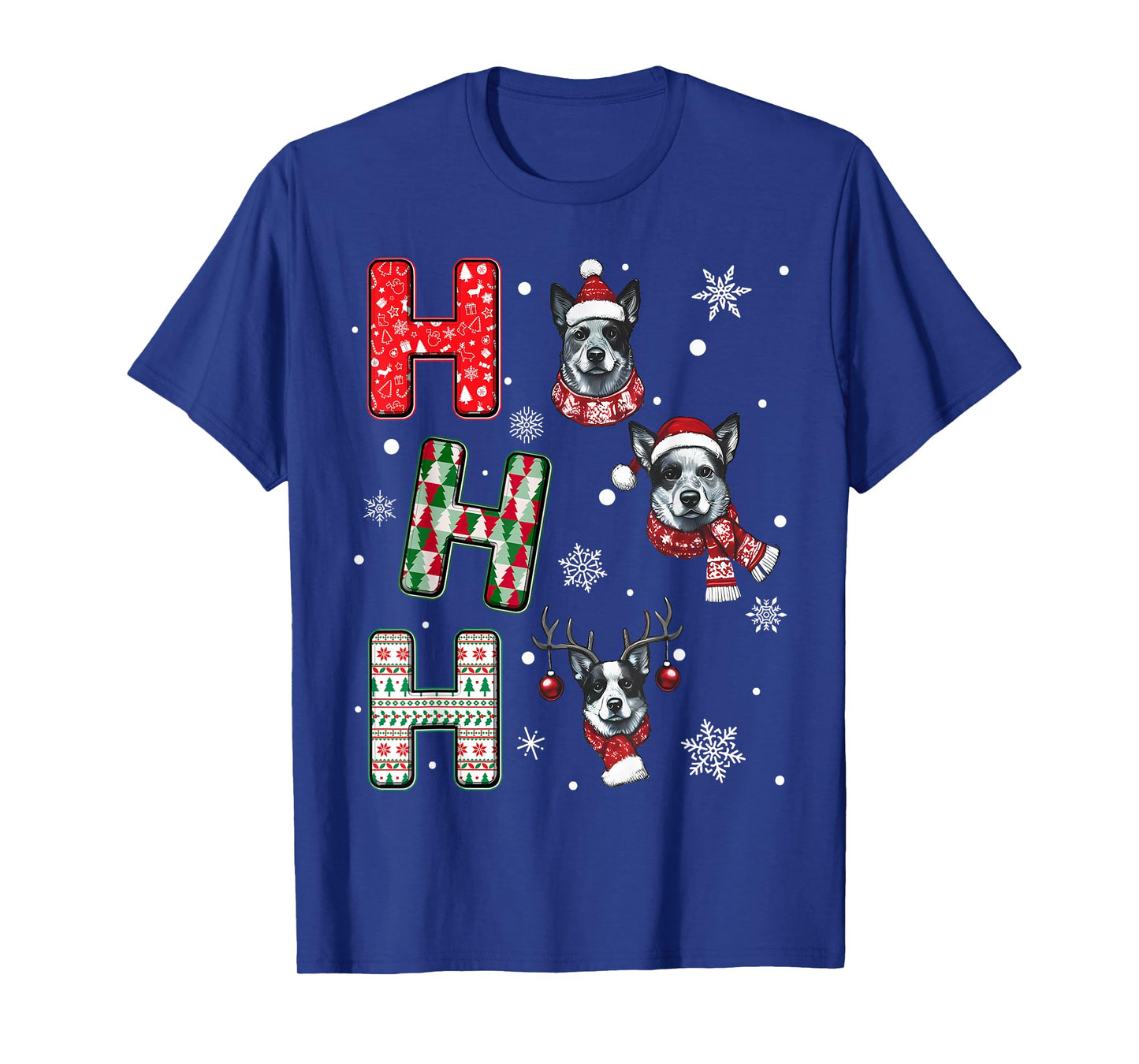 Ho Ho Ho Blue Heeler Dog Matching Christmas Santa Elf Xmas T-Shirt