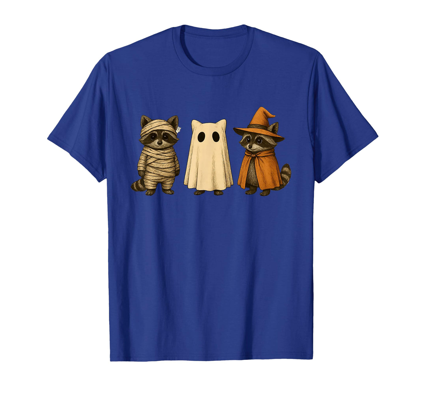 Spooky and Feral Funny Witch Ghost Raccoon Halloween Costume T-Shirt