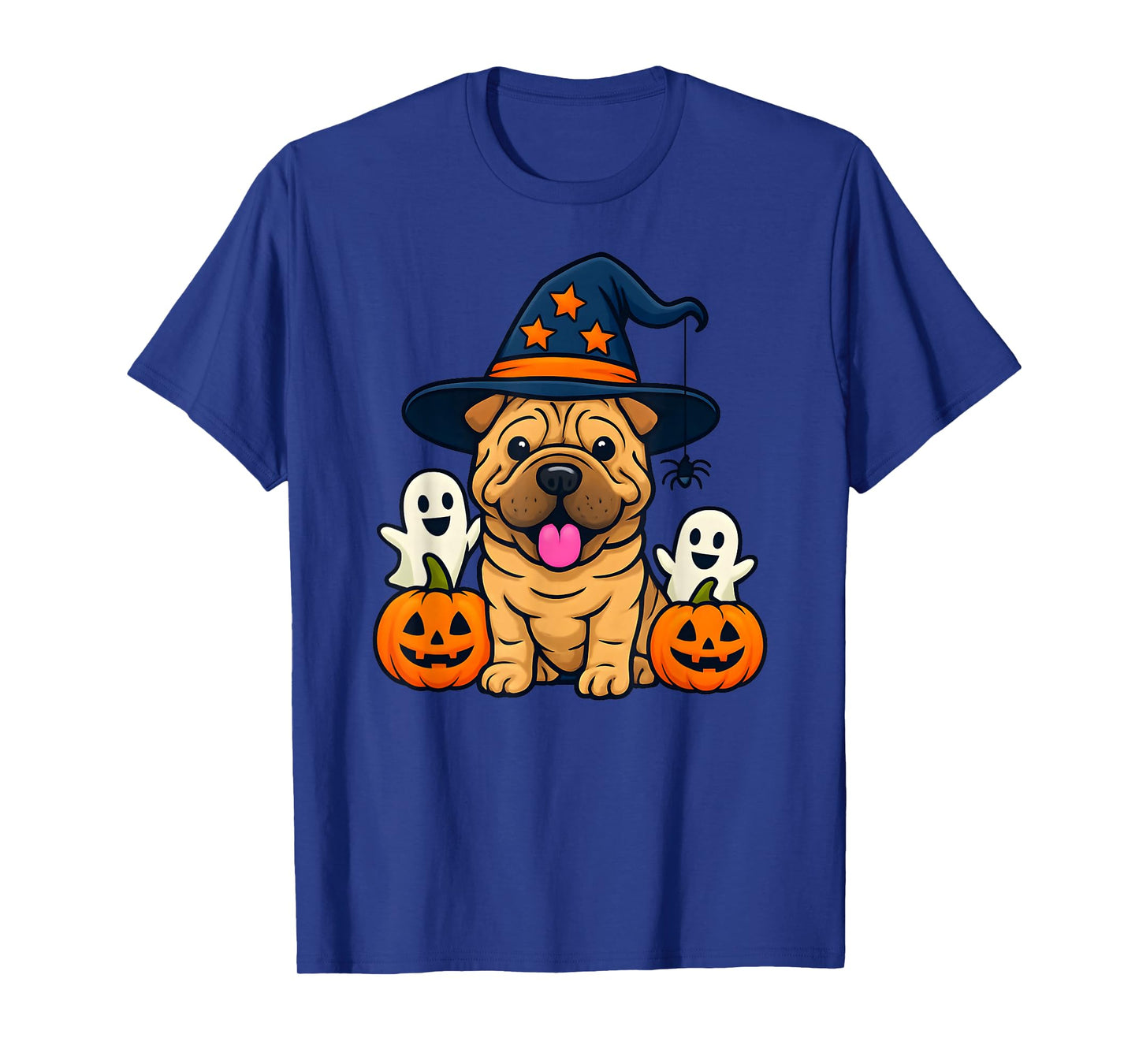 Halloween Shar Pei Dog Cute Funny Witch's Hat T-Shirt