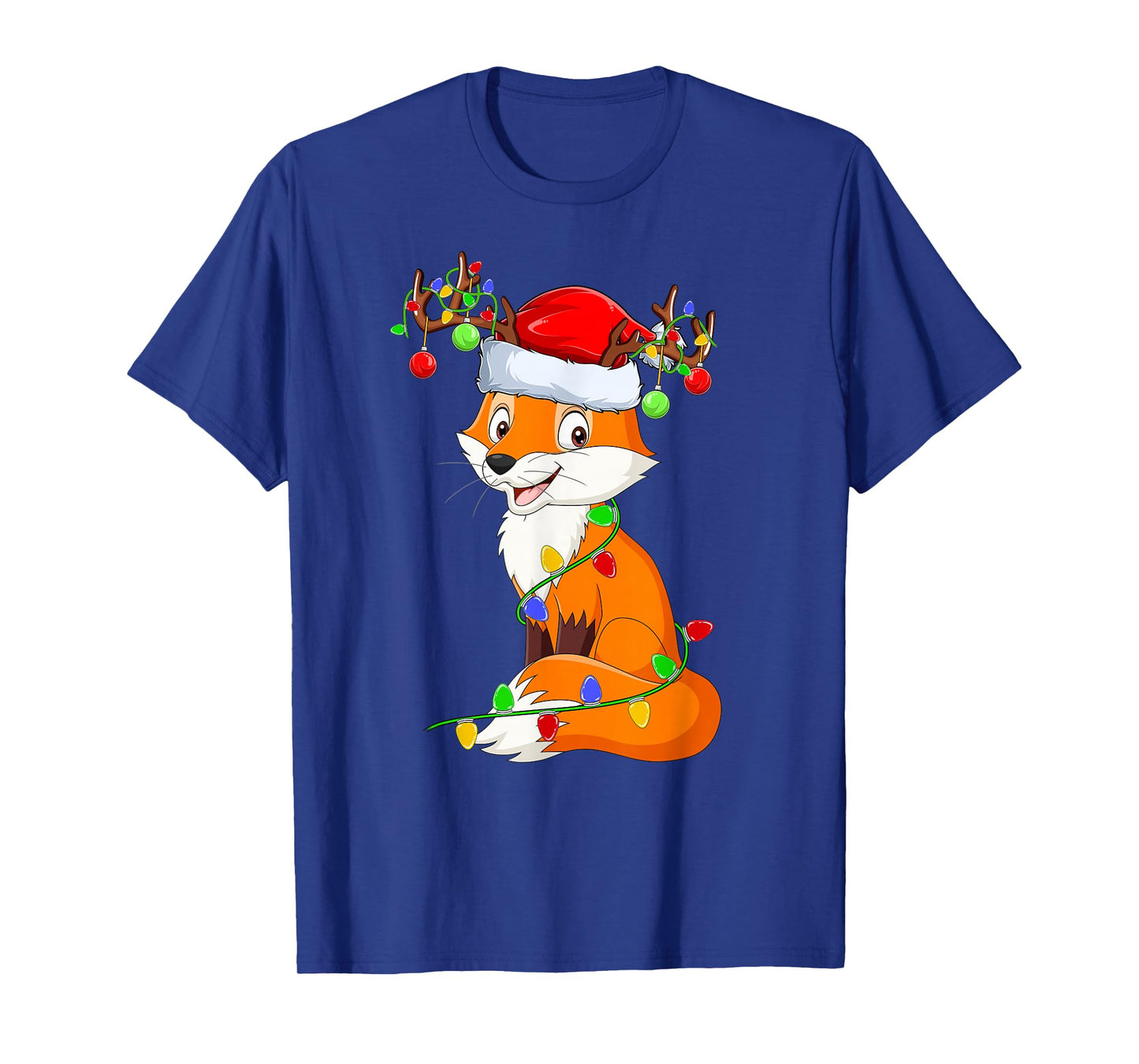 Fox Xmas Lights Holiday Santa Fox Christmas Pajamas T-Shirt
