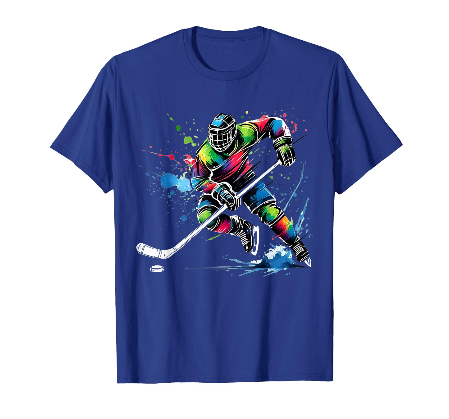 Colorful Ice Hockey Fan Player Tie Dye Color Splash Sports T-Shirt