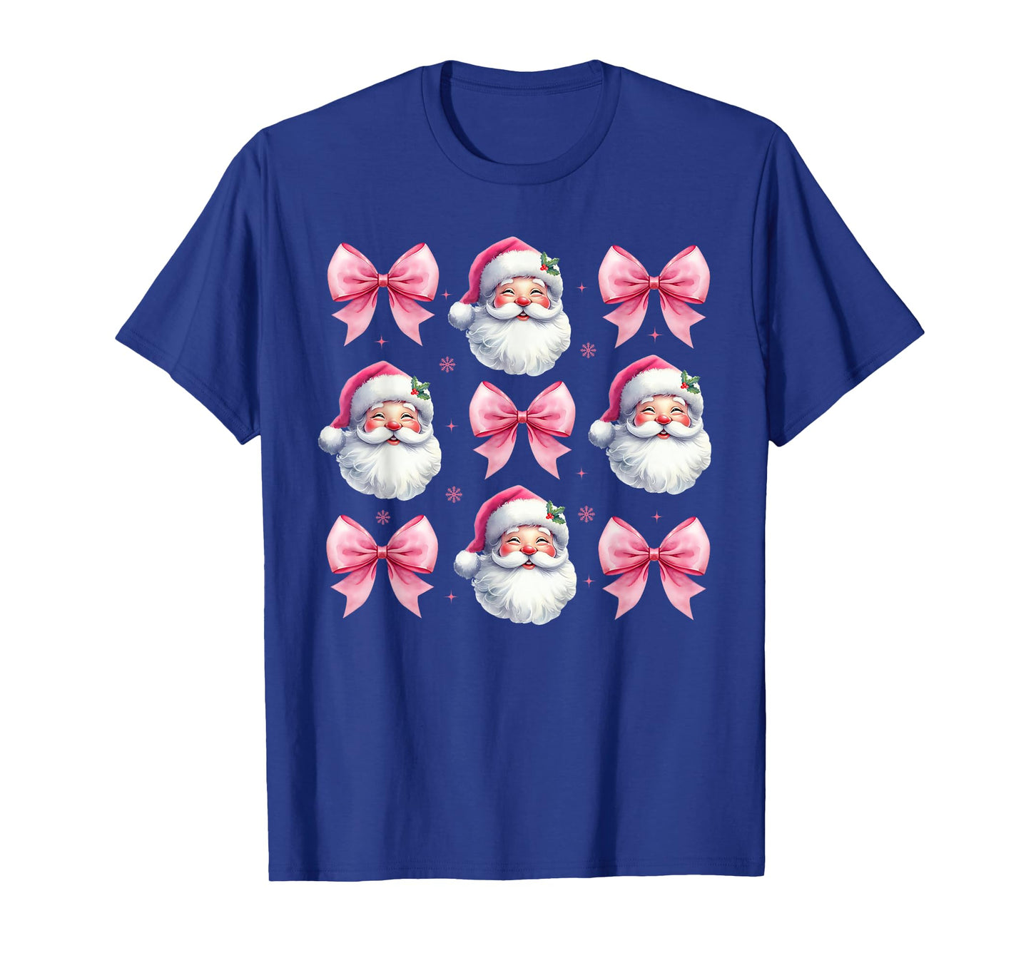 Pink Santa Christmas Shirts For Women Christmas Coquette Bow T-Shirt