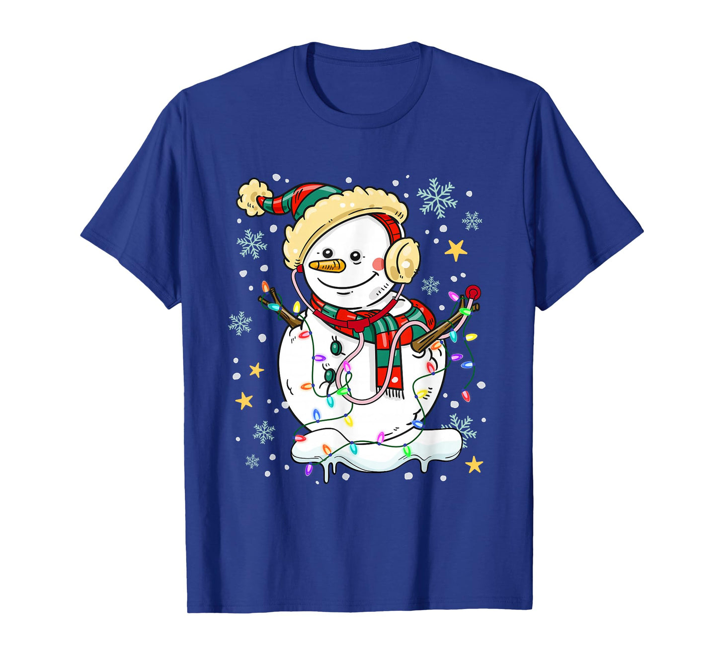 Snowman Nurse Christmas Snowman Lights Xmas Scrub Men Women T-Shirt