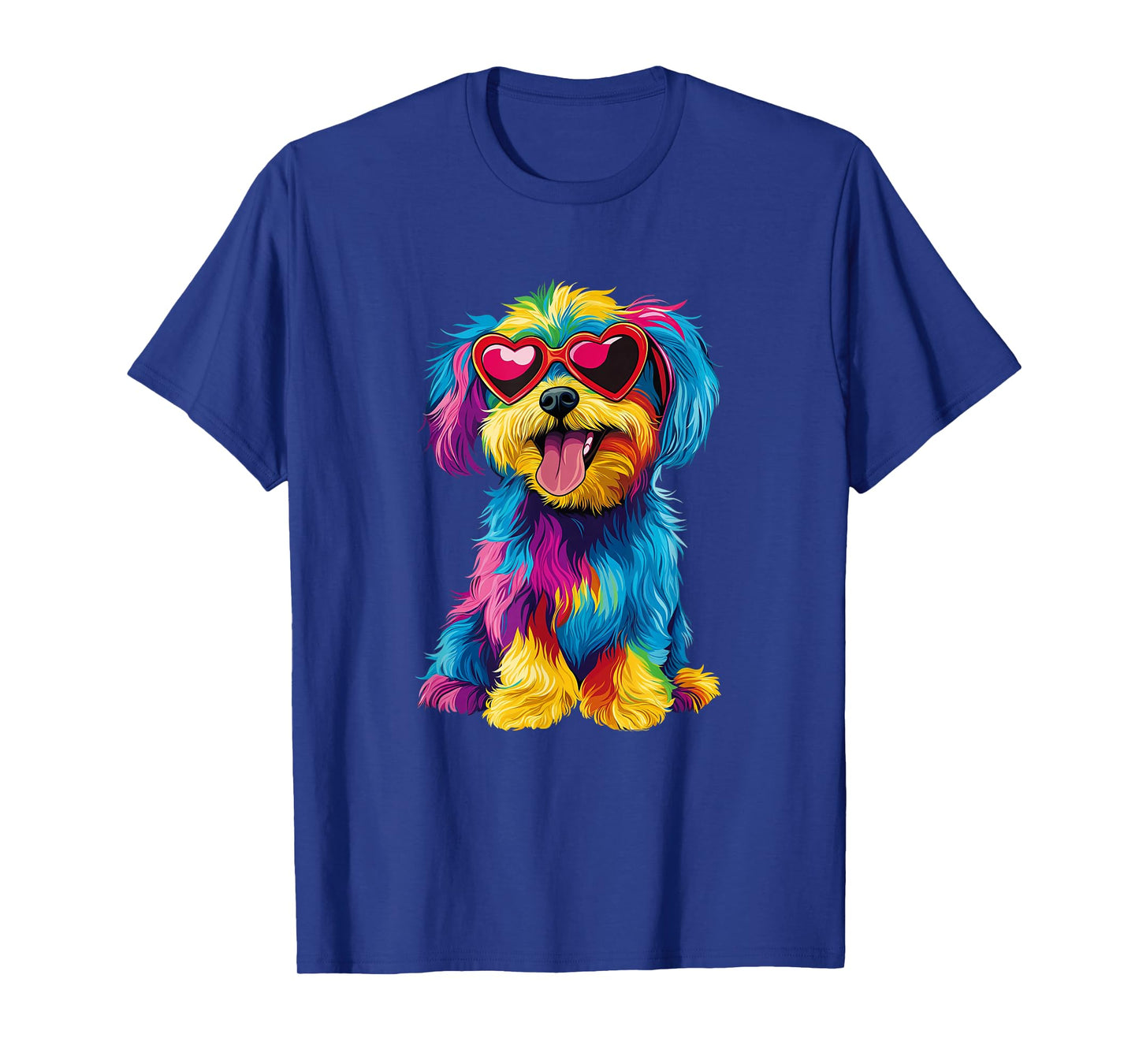 Rainbow Cute Dog Wearing Glasses Heart Puppy Love Dog Funny T-Shirt
