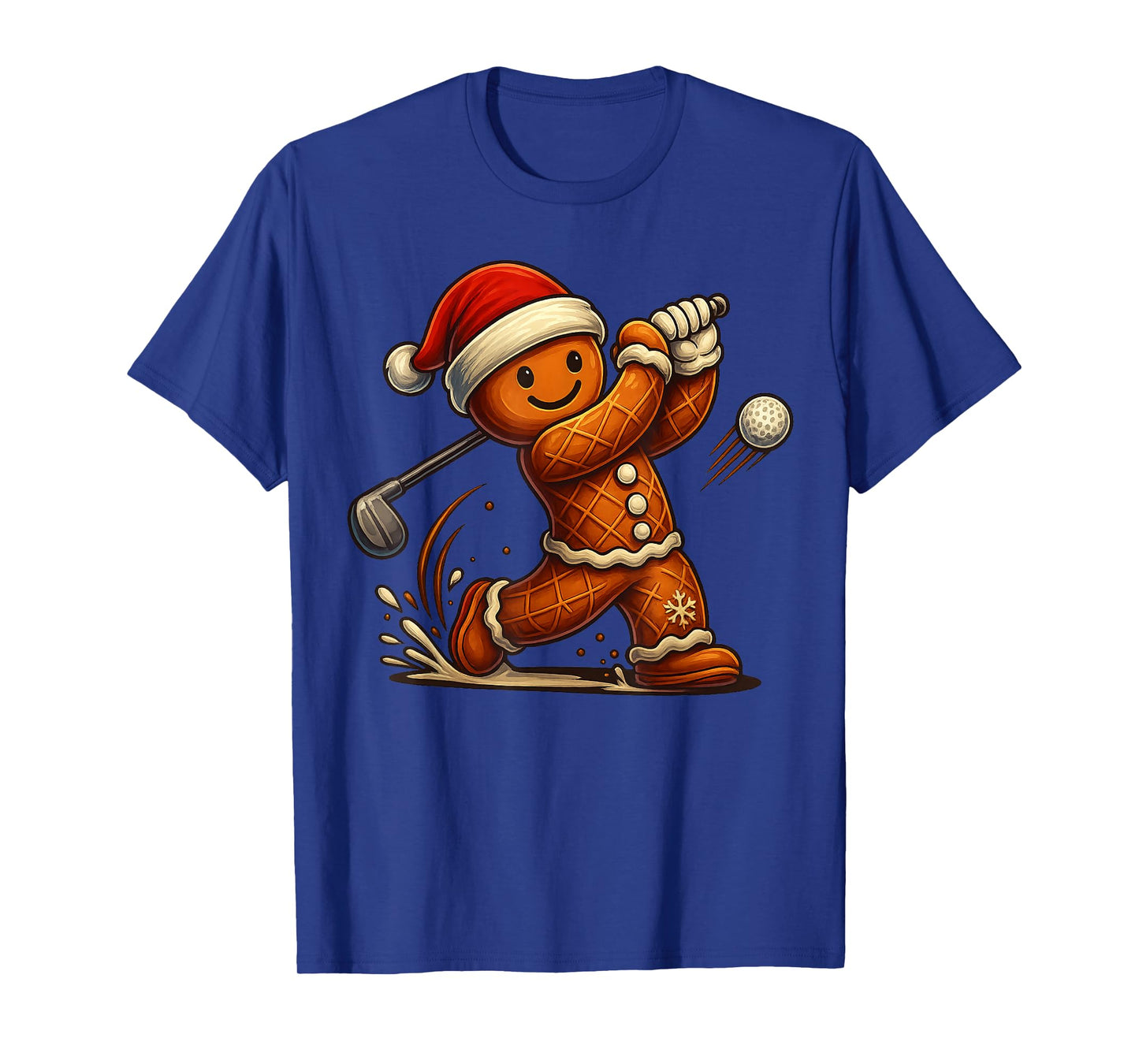 Gingerbread Man Playing Golf Funny Christmas Tees Mens Boys T-Shirt