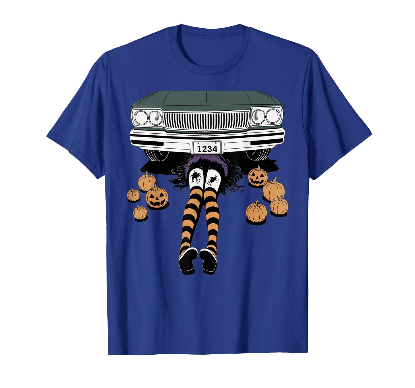 Funny Halloween Mechanic Witches Legs Stockings Bands Orange T-Shirt